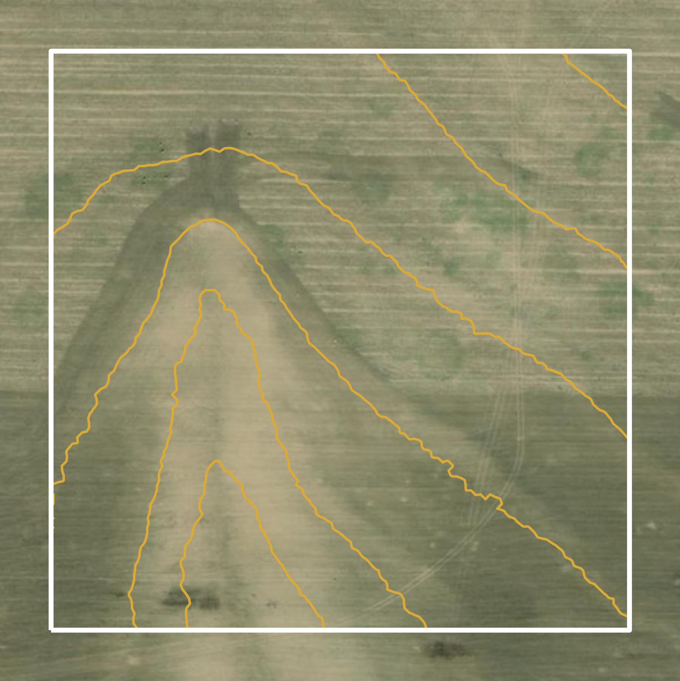 This image shows a contour map in Gove County created using GIS data in Equator.