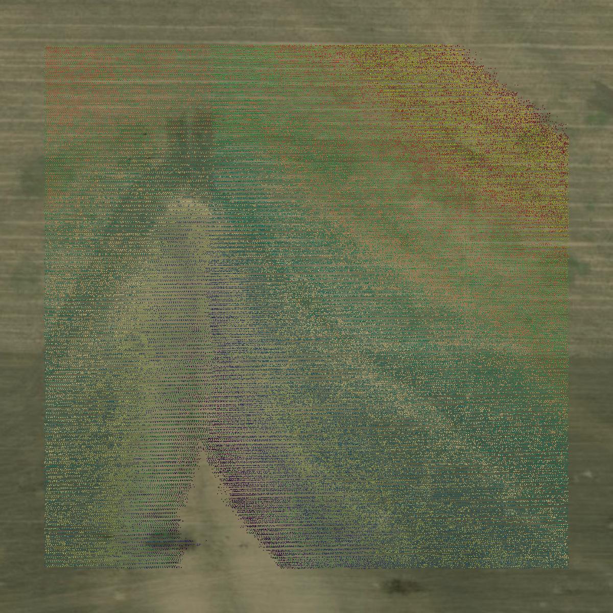This image shows a LiDAR point cloud in Gove County created using GIS data in Equator.