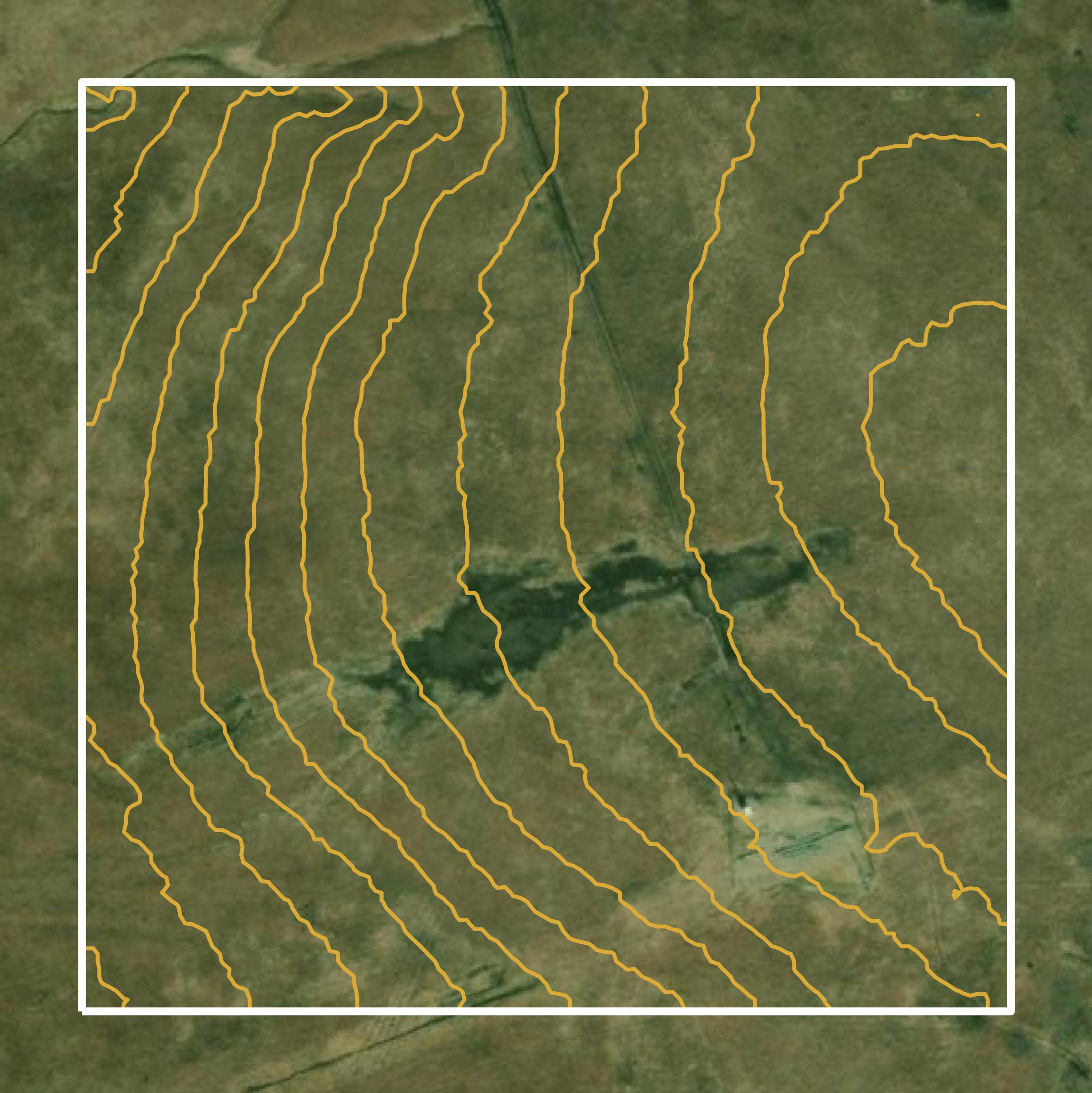 This image shows a contour map in Greenwood County created using GIS data in Equator.