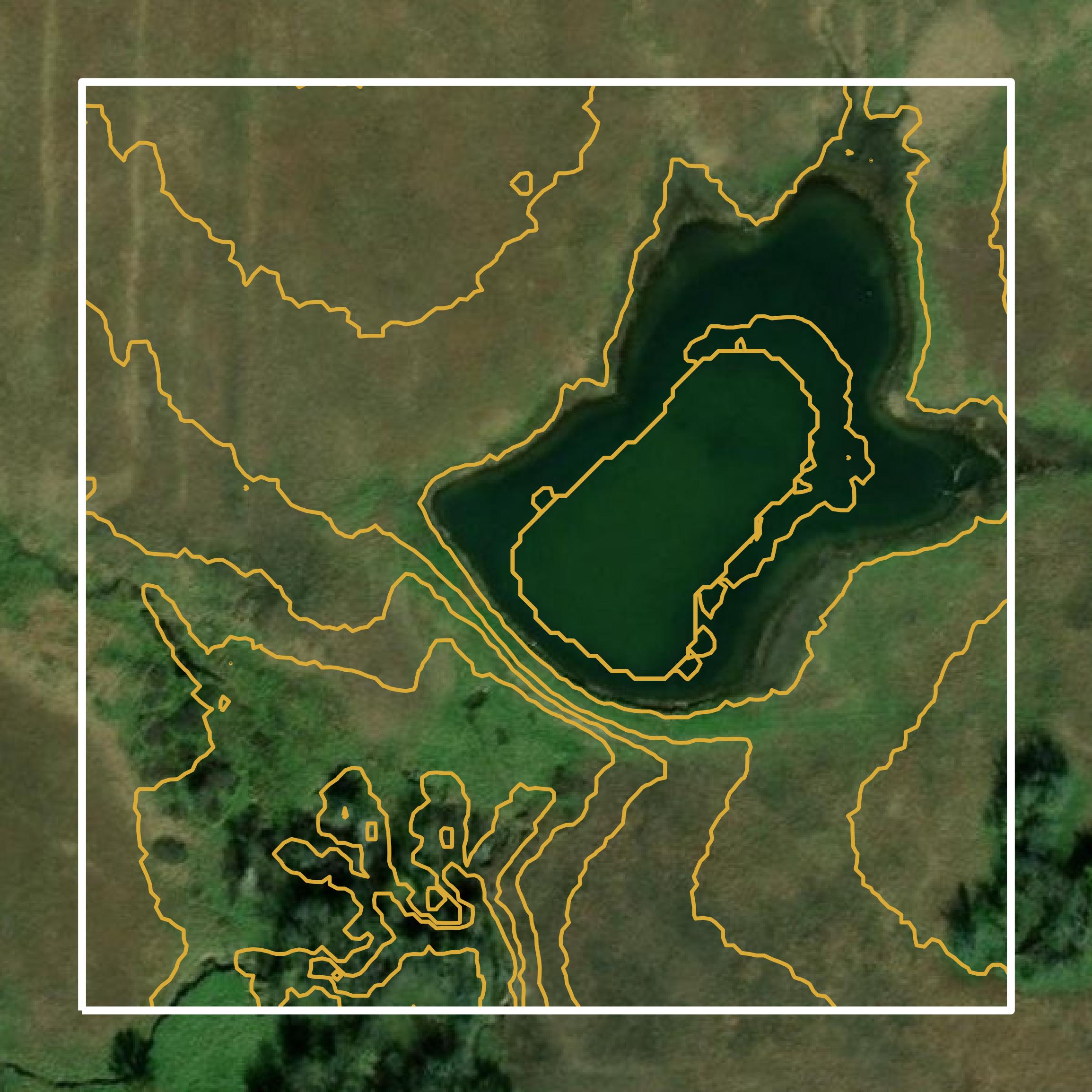 This image shows a contour map in Greenwood County created using GIS data in Equator.