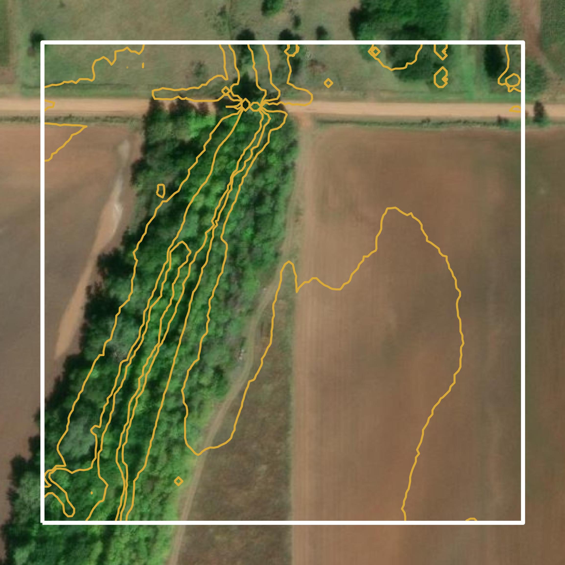 This image shows a contour map in Harper County created using GIS data in Equator.