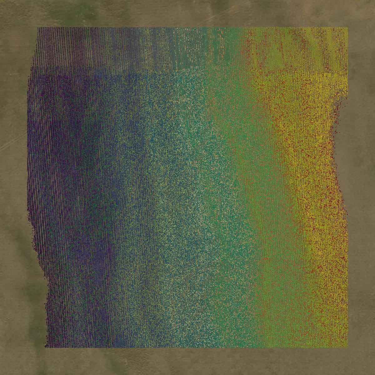 This image shows a LiDAR point cloud in Harper County created using GIS data in Equator.