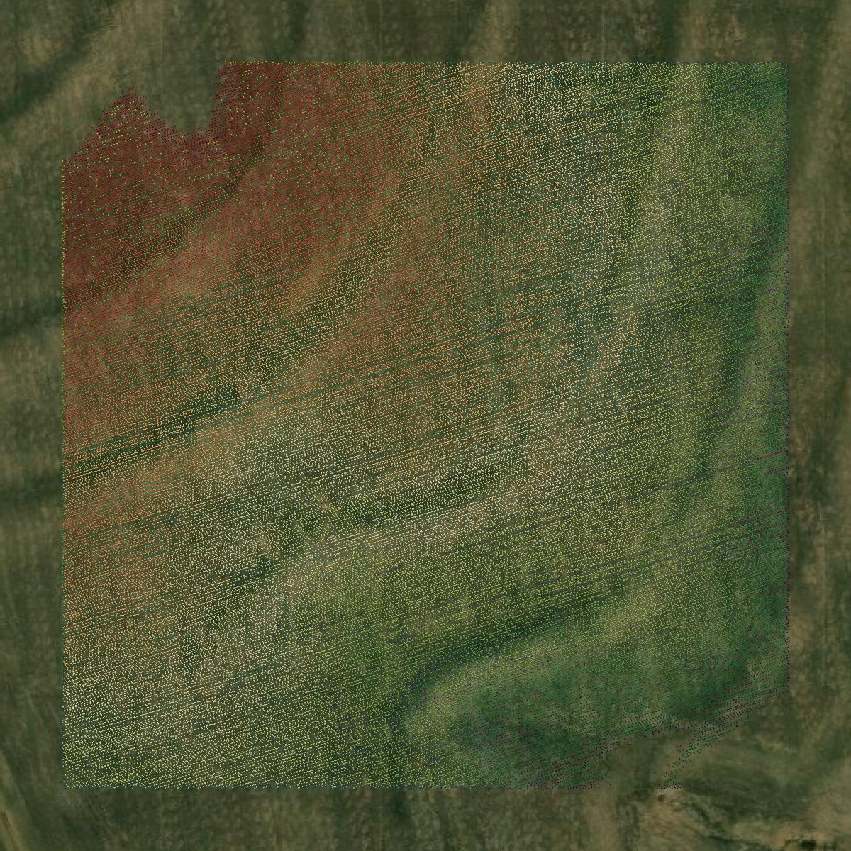 This image shows a LiDAR point cloud in Harvey County created using GIS data in Equator.