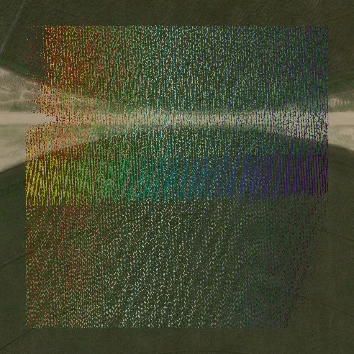 This image shows a LiDAR point cloud in Haskell County created using GIS data in Equator.