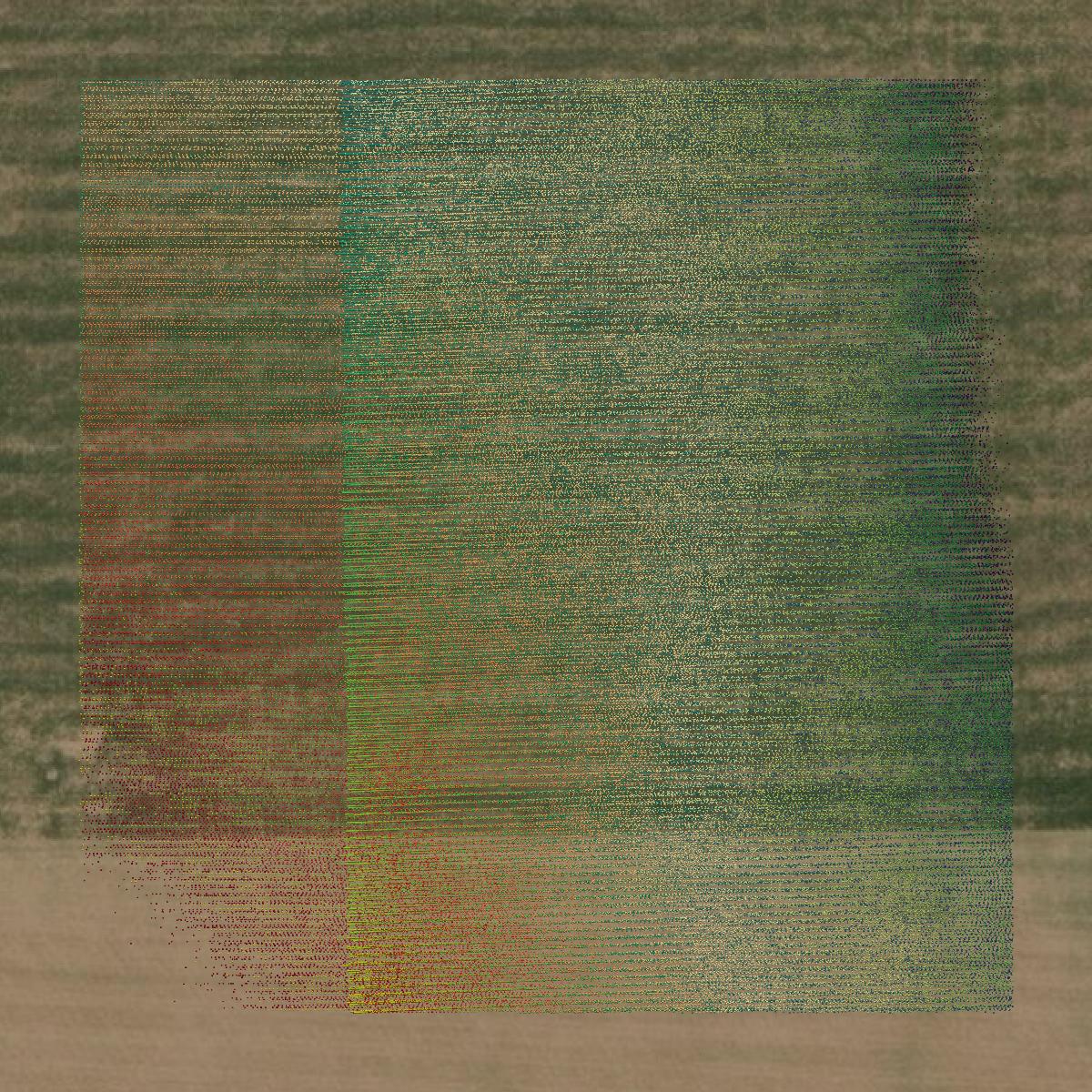 This image shows a LiDAR point cloud in Hodgeman County created using GIS data in Equator.