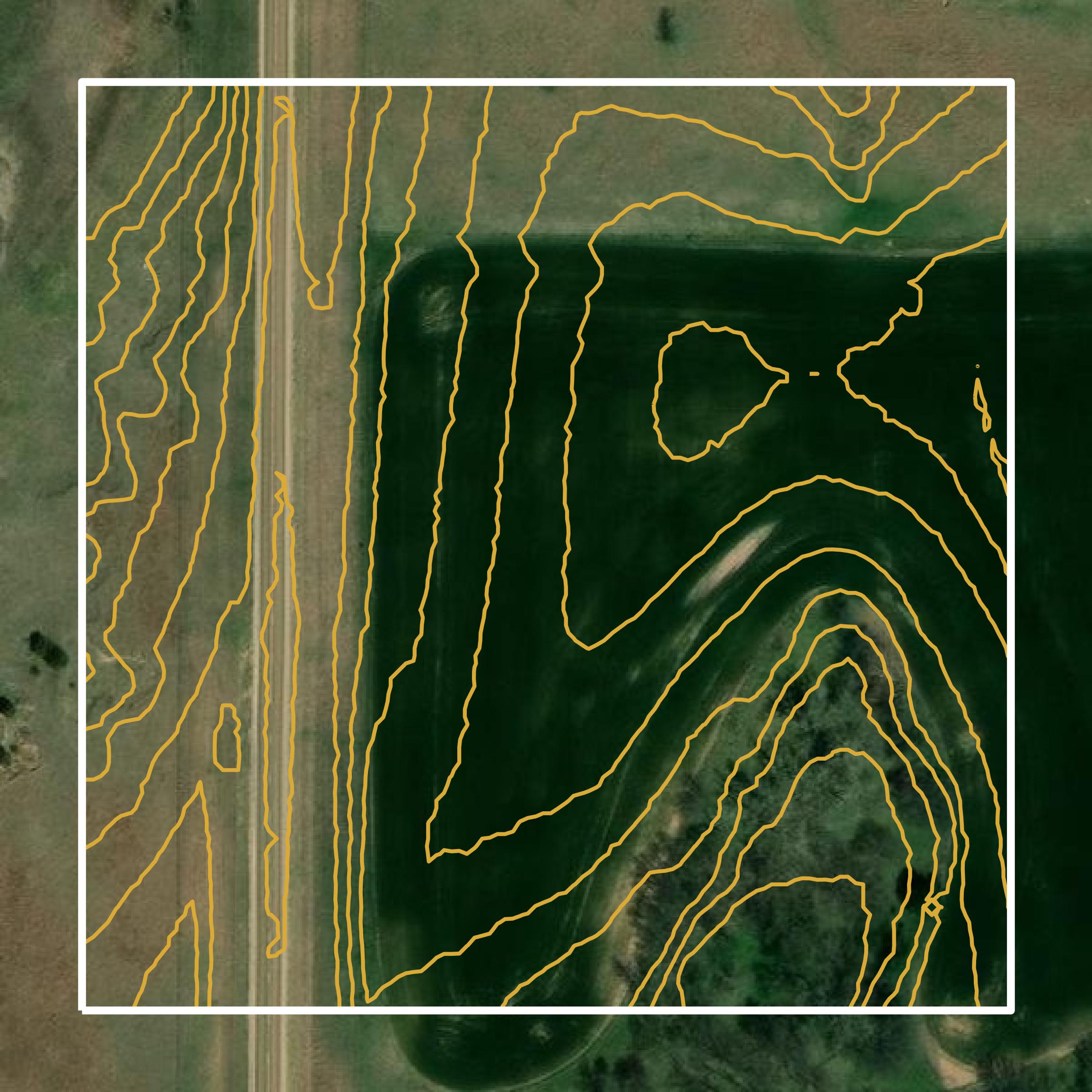 This image shows a contour map in Jewell County created using GIS data in Equator.