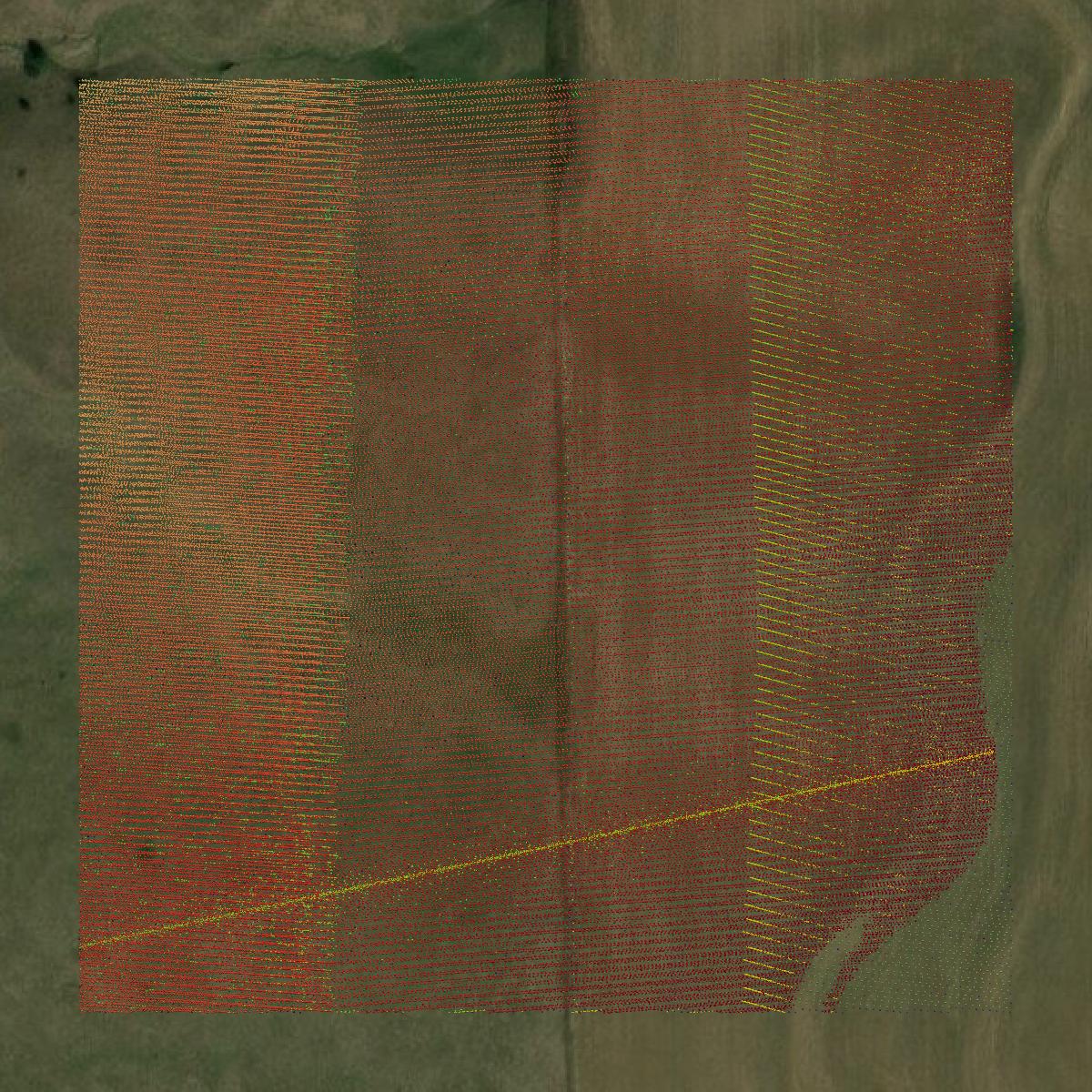 This image shows a LiDAR point cloud in Jewell County created using GIS data in Equator.