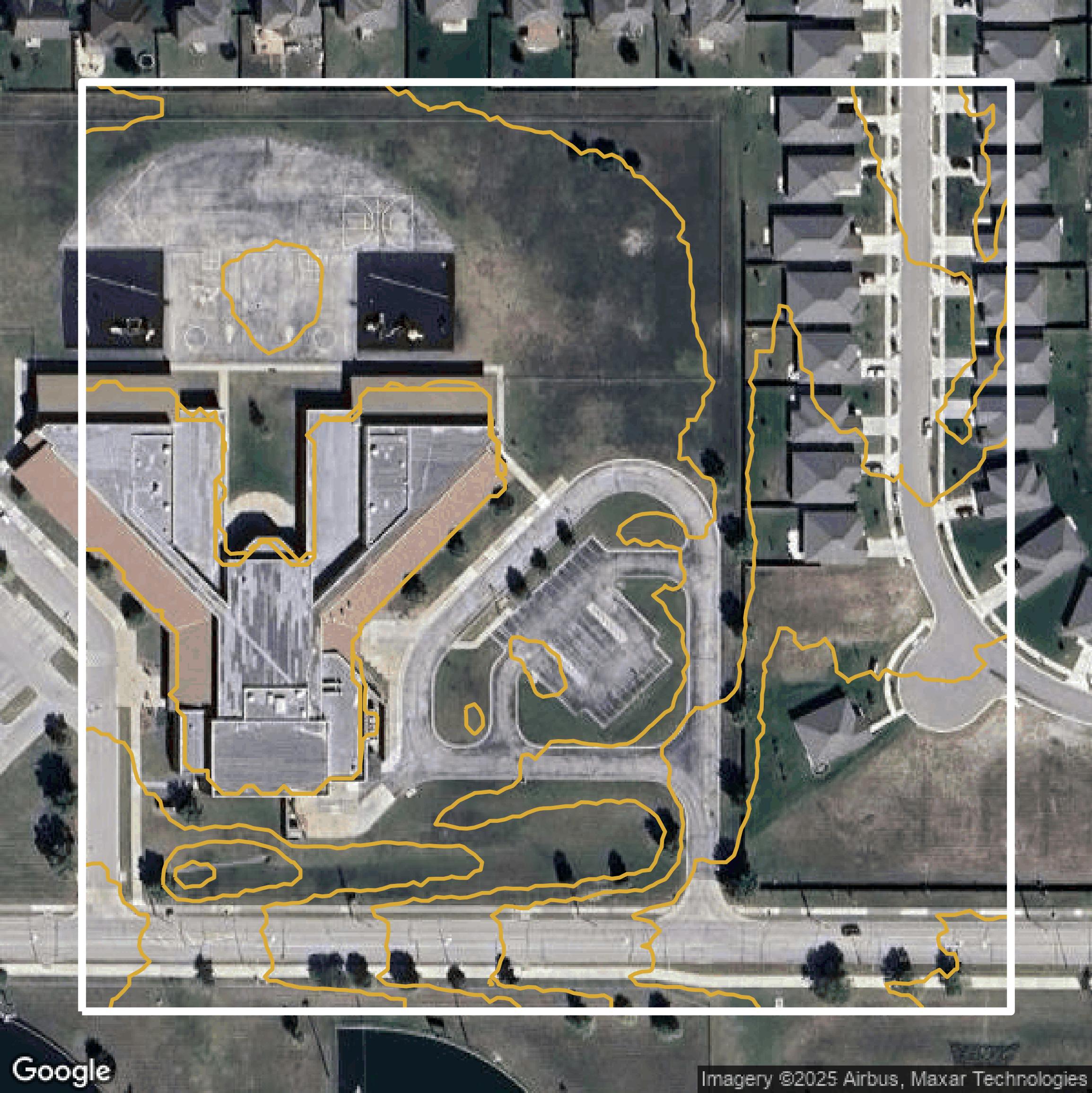This image shows a contour map in Johnson County created using GIS data in Equator.