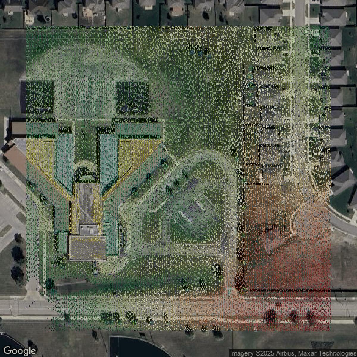 This image shows a LiDAR point cloud in Johnson County created using GIS data in Equator.