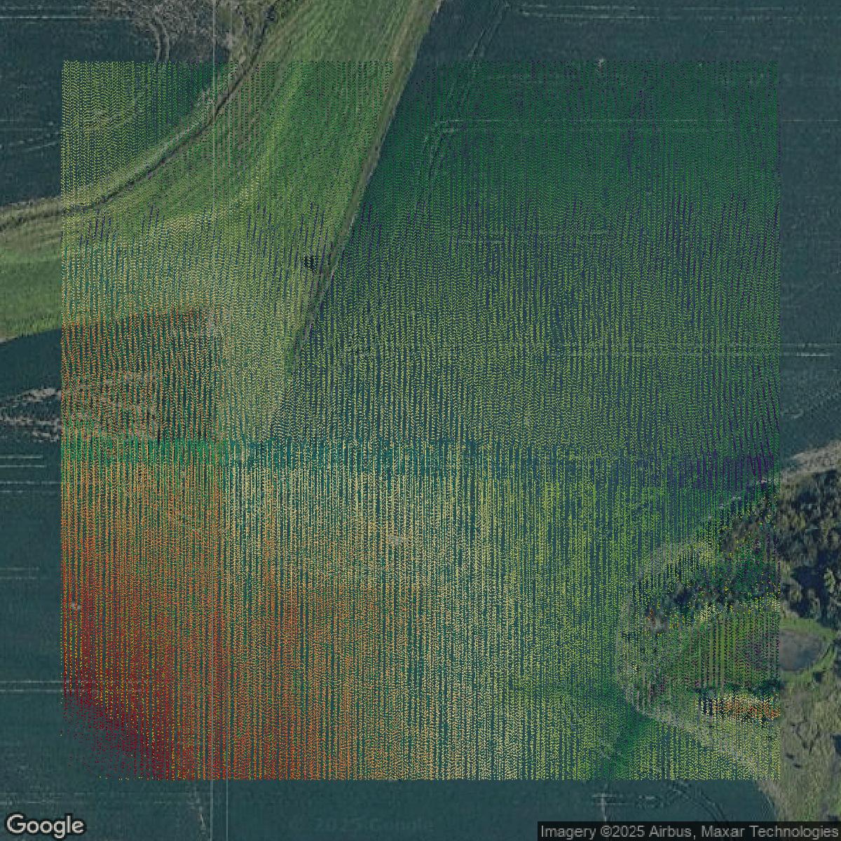 This image shows a LiDAR point cloud in Johnson County created using GIS data in Equator.