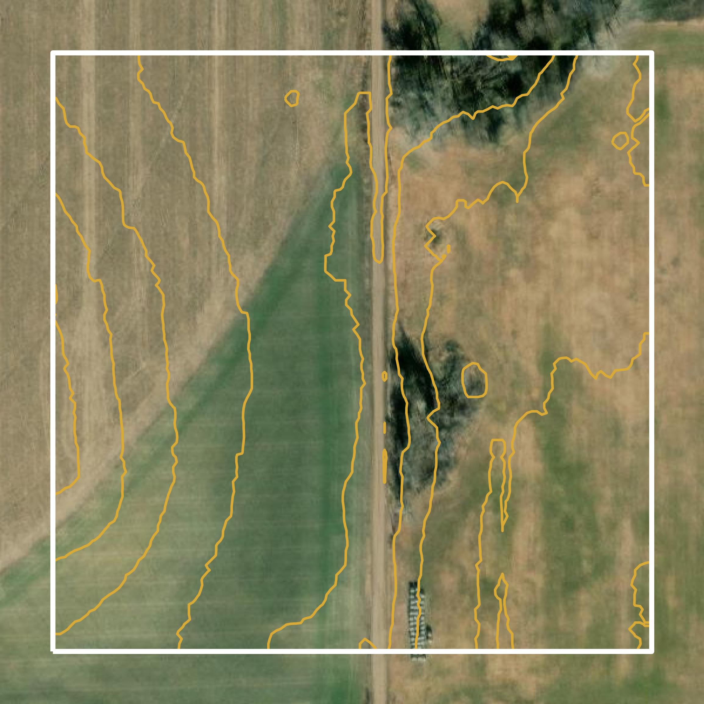 This image shows a contour map in Kingman County created using GIS data in Equator.
