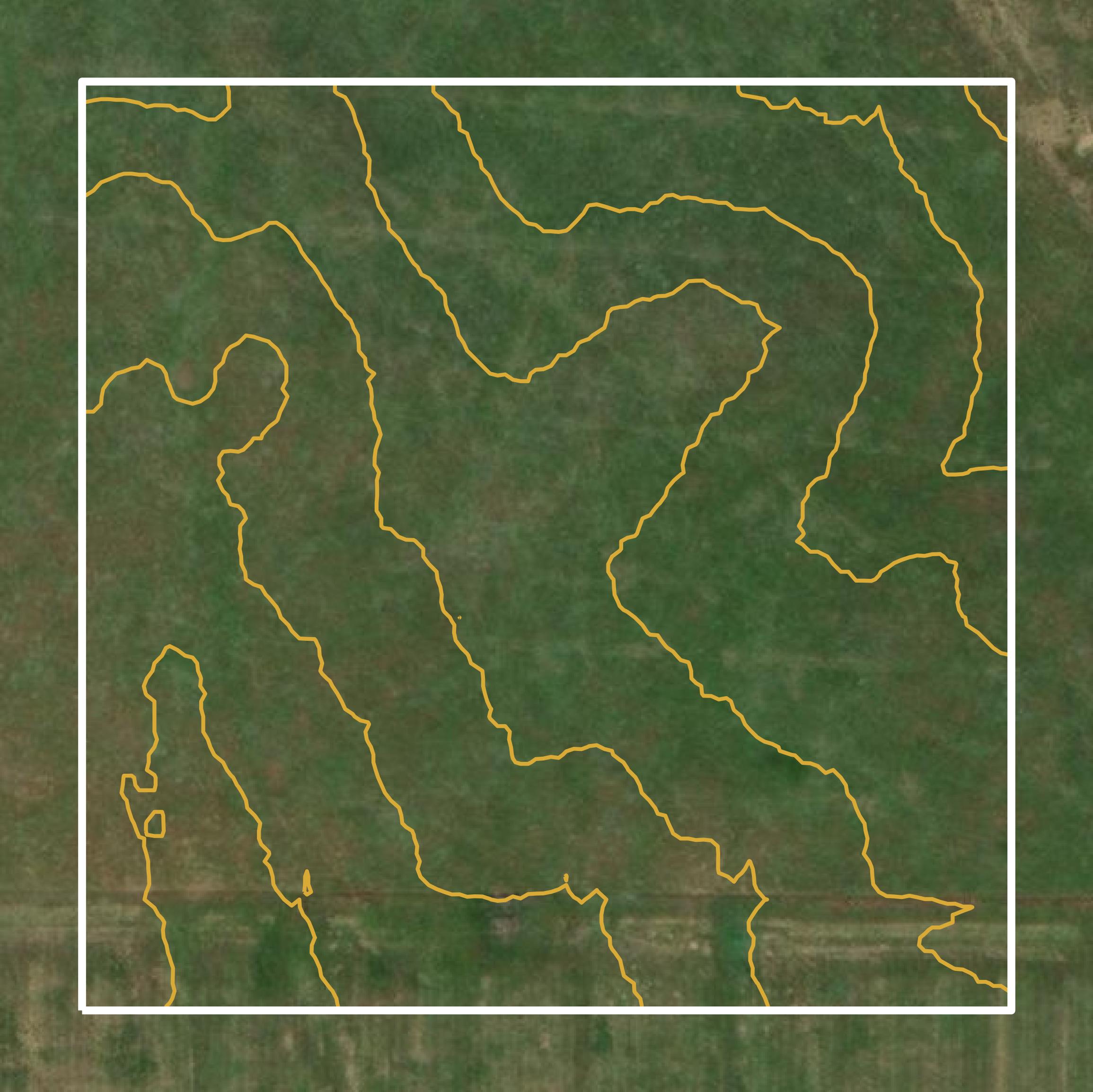 This image shows a contour map in Kingman County created using GIS data in Equator.