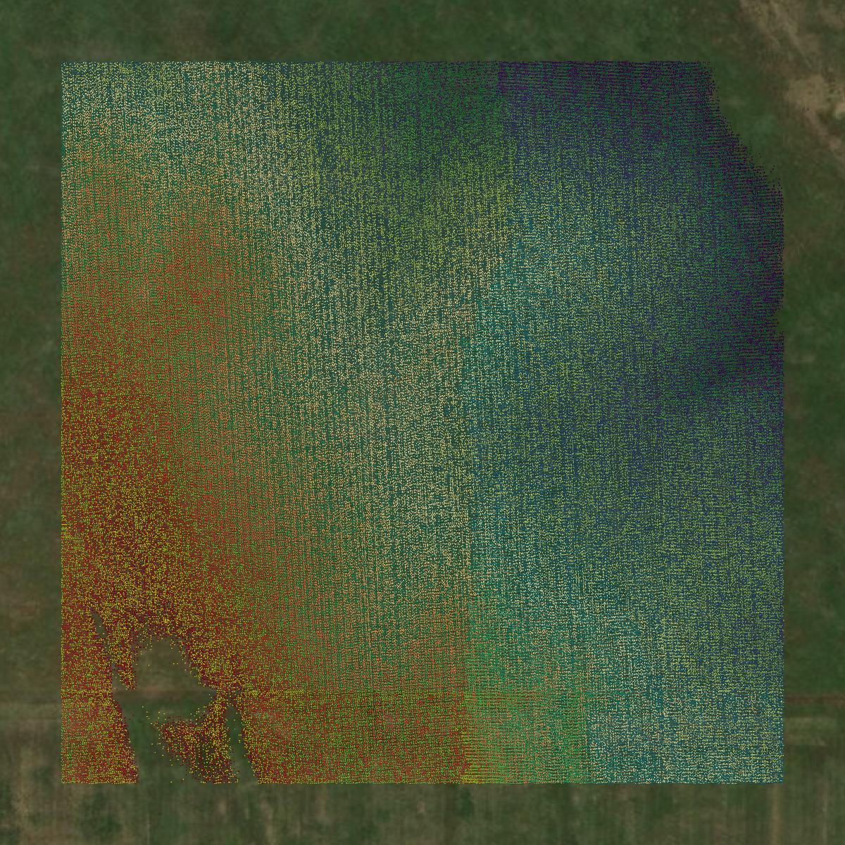 This image shows a LiDAR point cloud in Kingman County created using GIS data in Equator.
