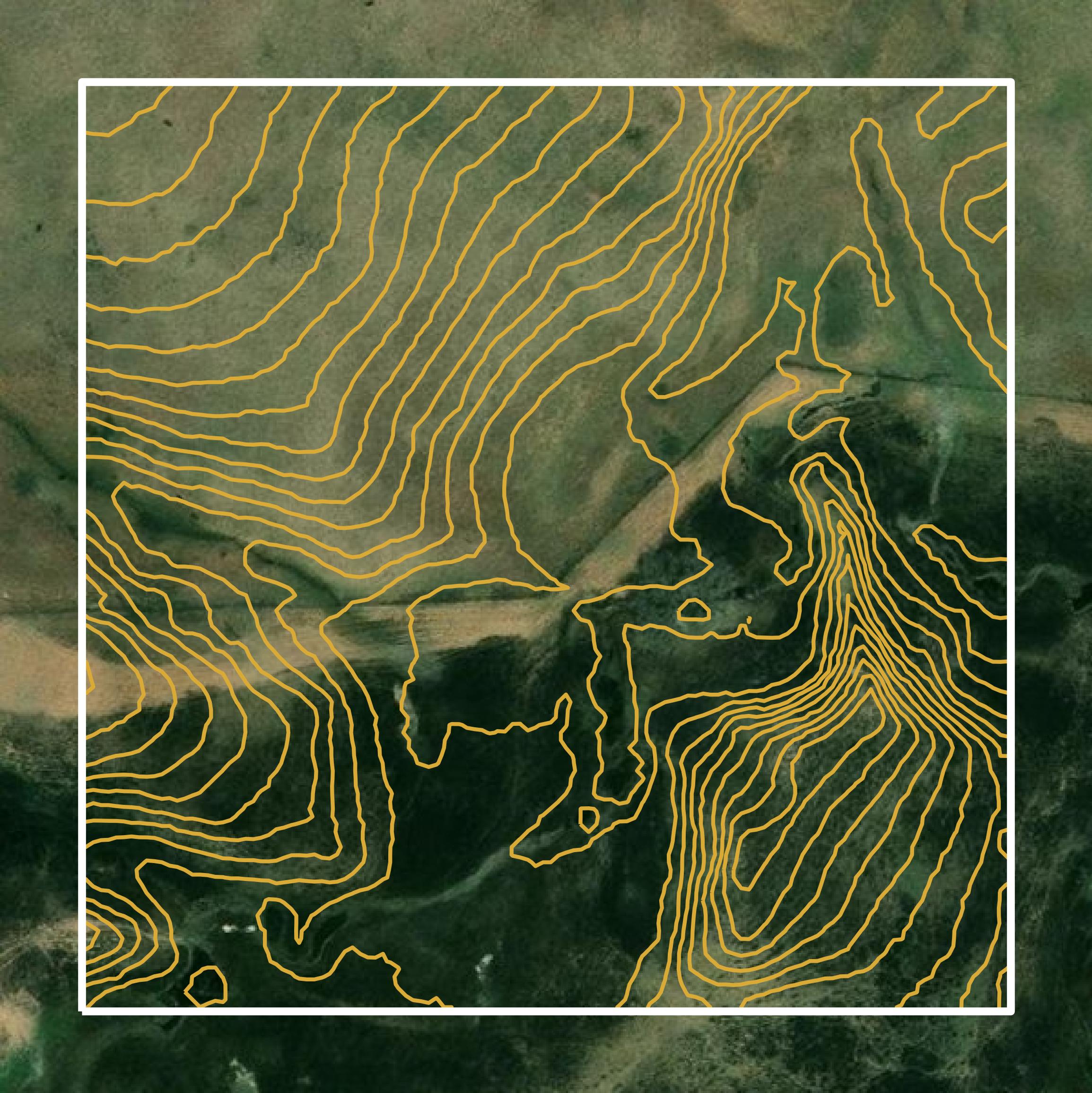 This image shows a contour map in Kiowa County created using GIS data in Equator.