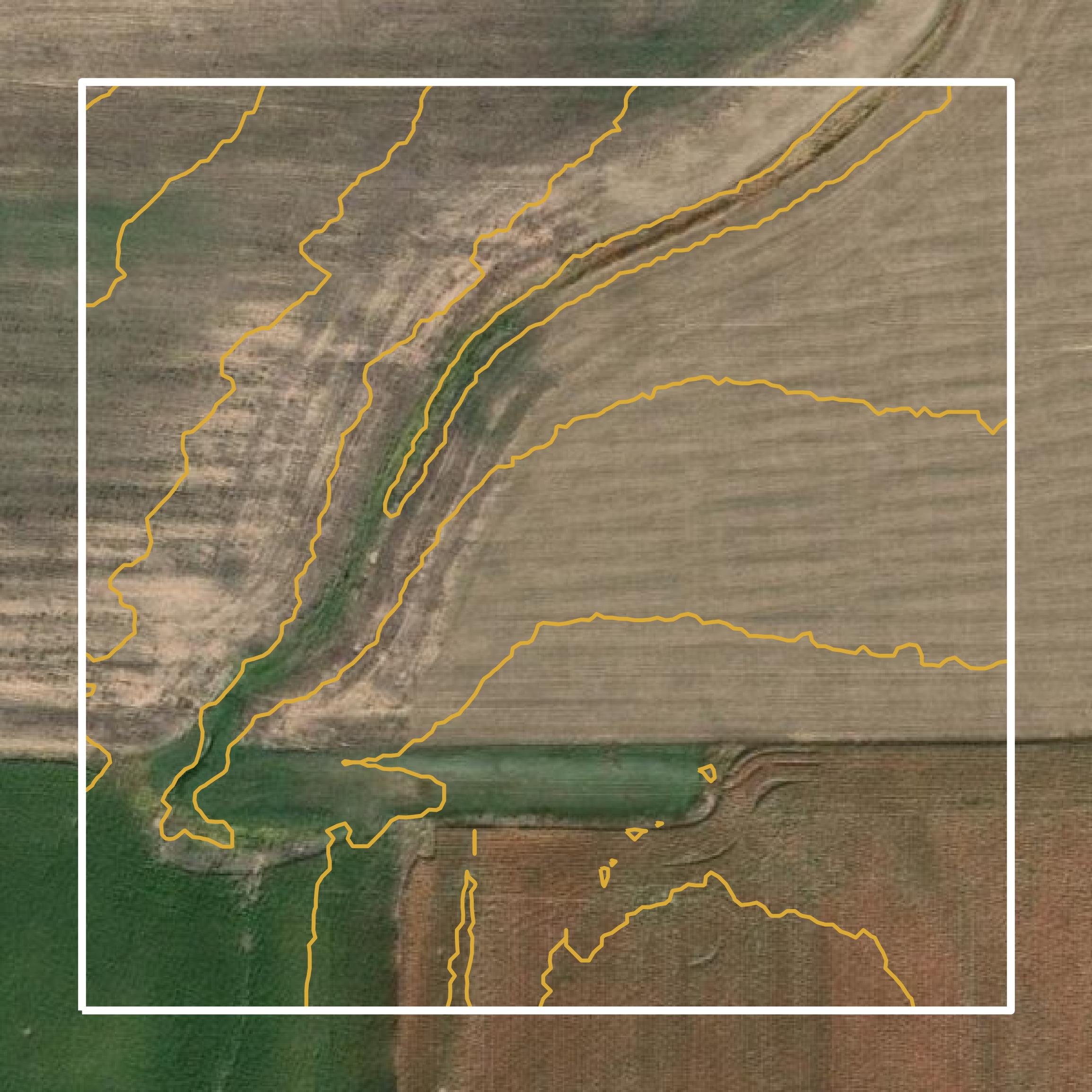 This image shows a contour map in Kiowa County created using GIS data in Equator.