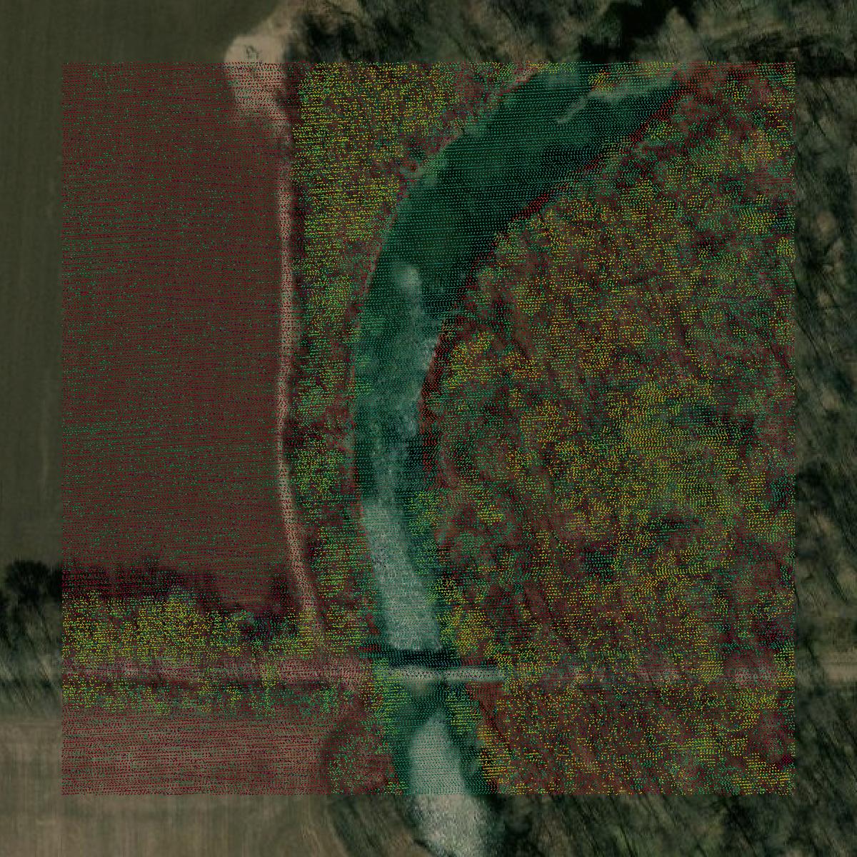 This image shows a LiDAR point cloud in Labette County created using GIS data in Equator.