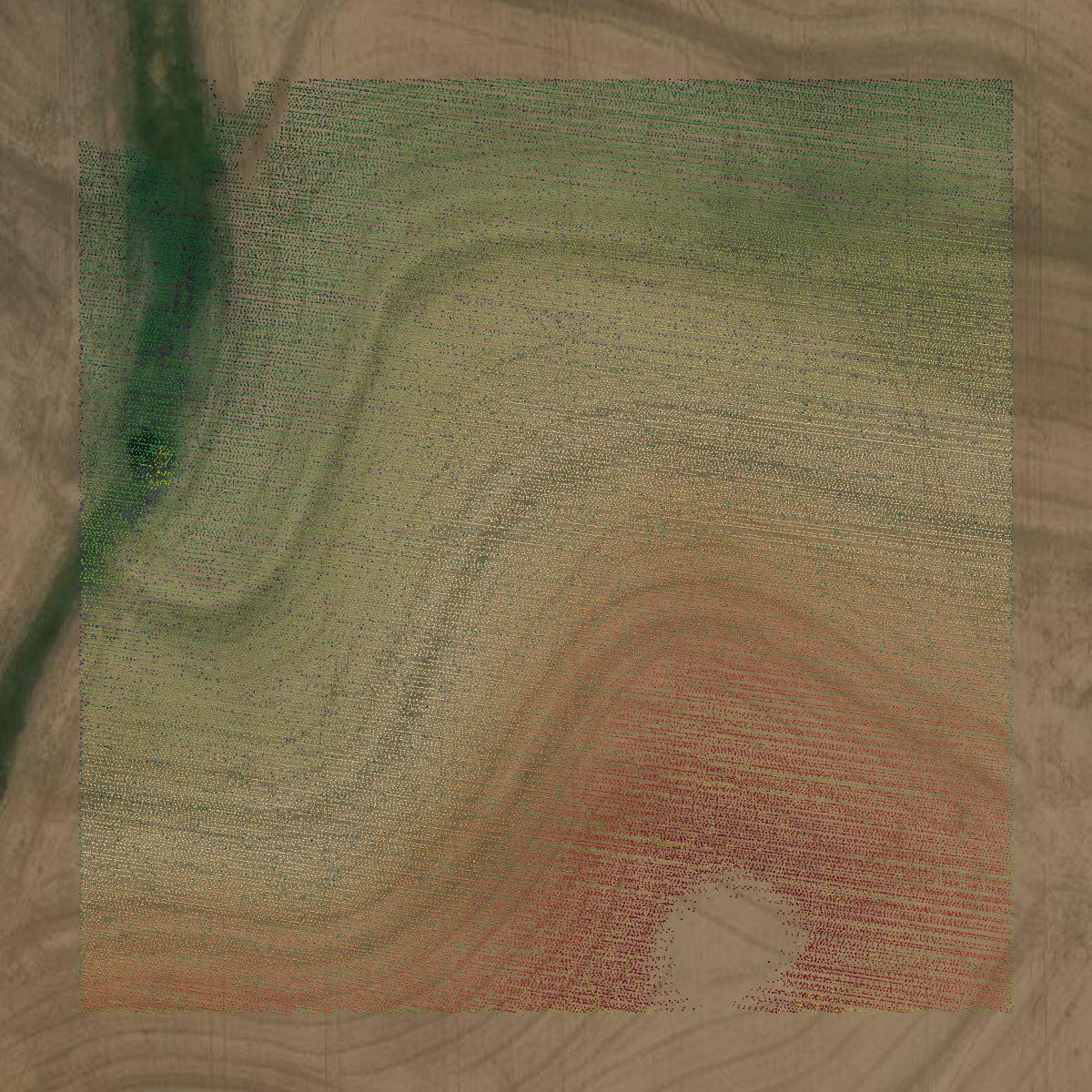 This image shows a LiDAR point cloud in Lincoln County created using GIS data in Equator.