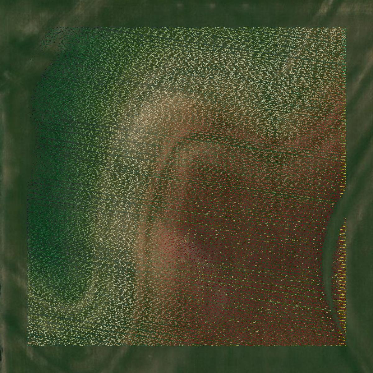 This image shows a LiDAR point cloud in Lincoln County created using GIS data in Equator.