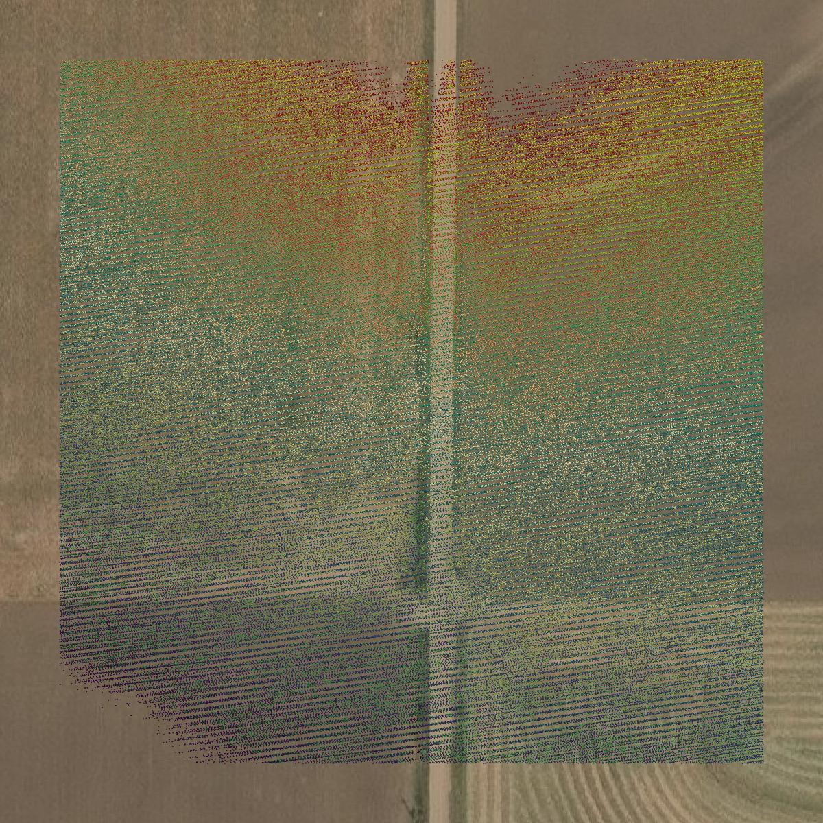 This image shows a LiDAR point cloud in Logan County created using GIS data in Equator.