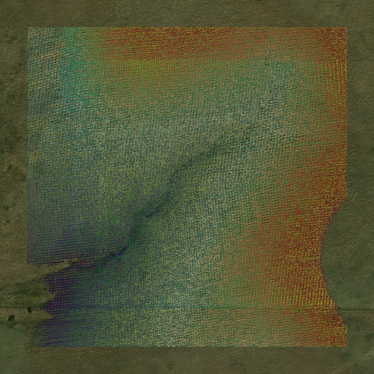This image shows a LiDAR point cloud in Marion County created using GIS data in Equator.