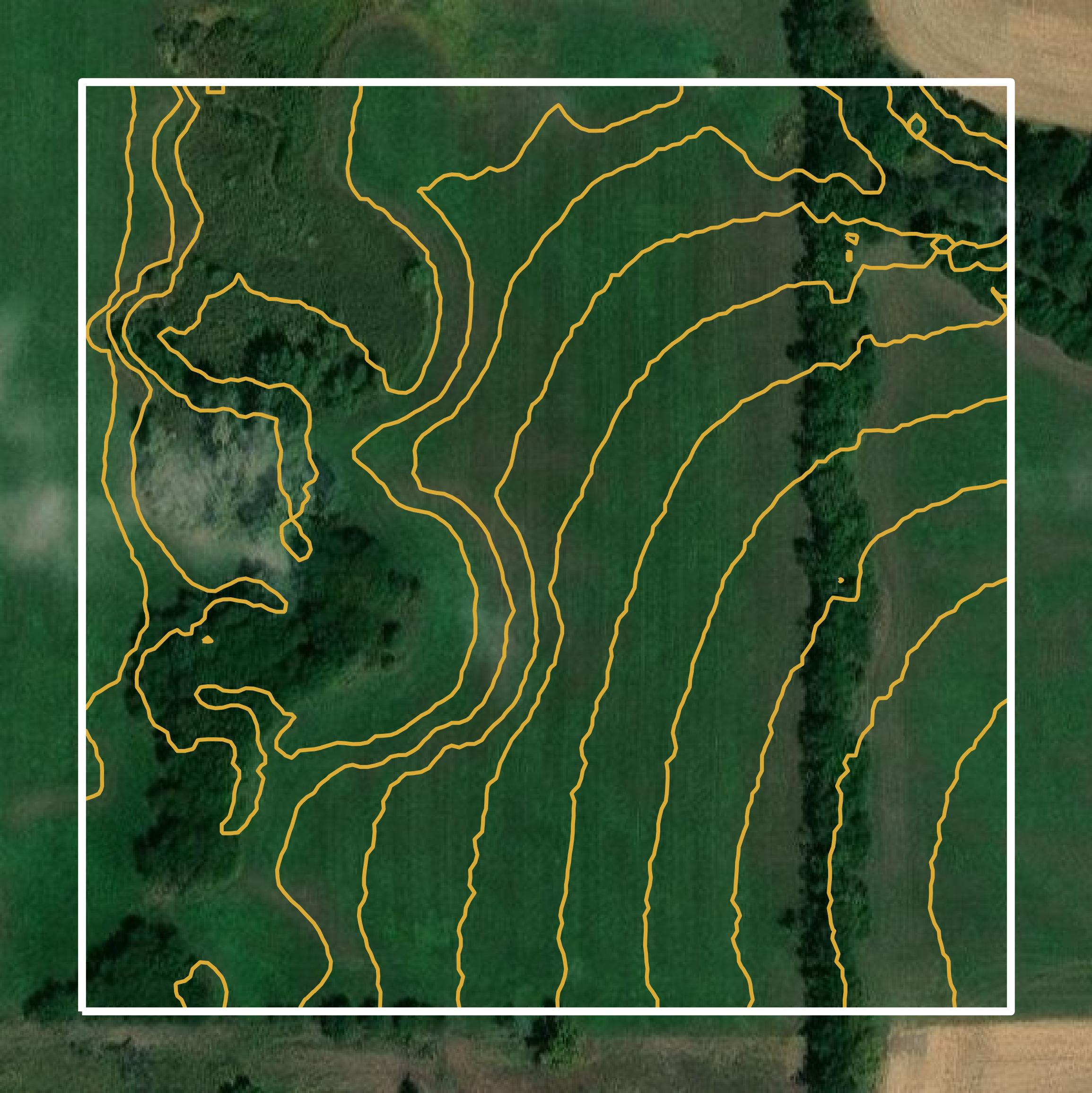This image shows a contour map in Marshall County created using GIS data in Equator.