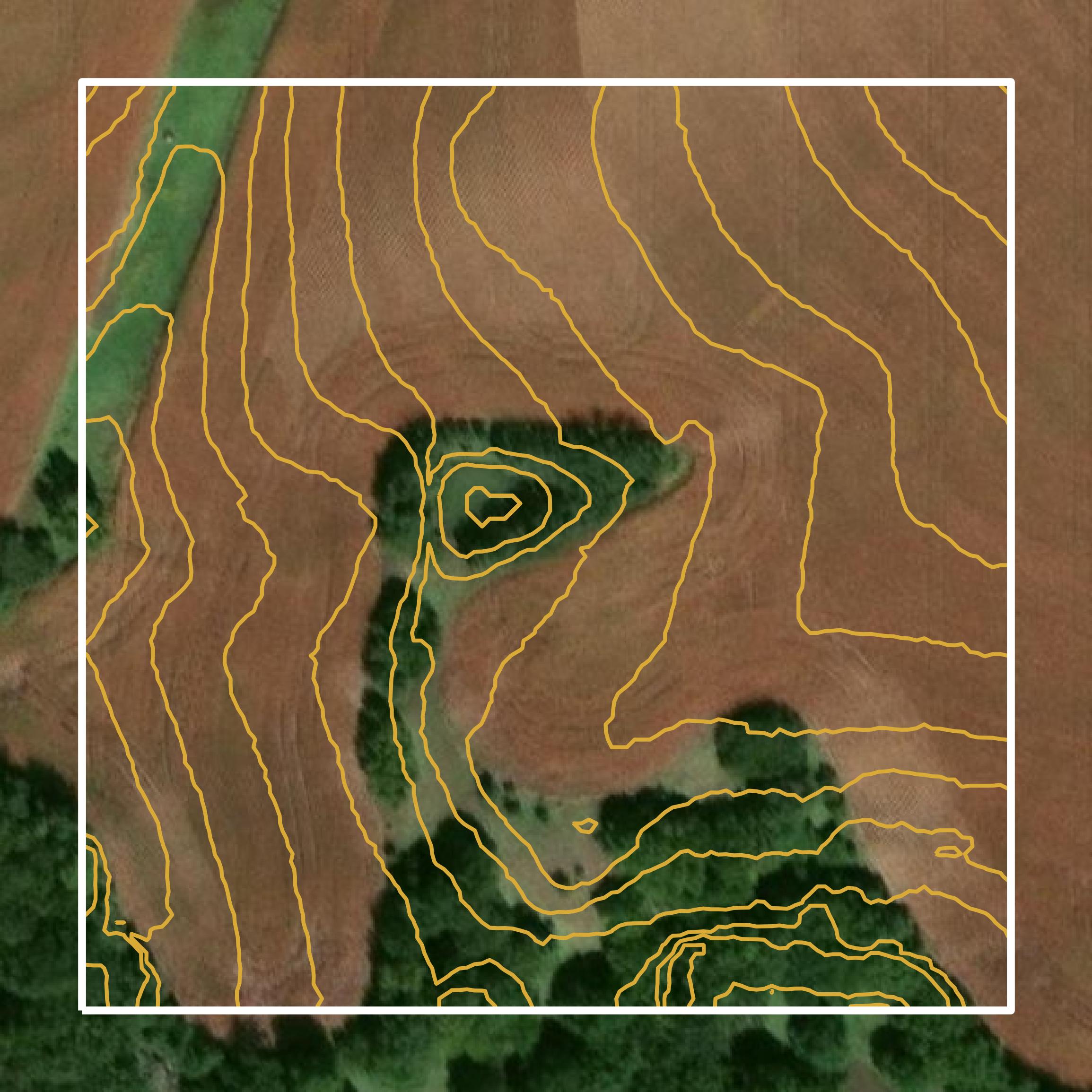 This image shows a contour map in Marshall County created using GIS data in Equator.