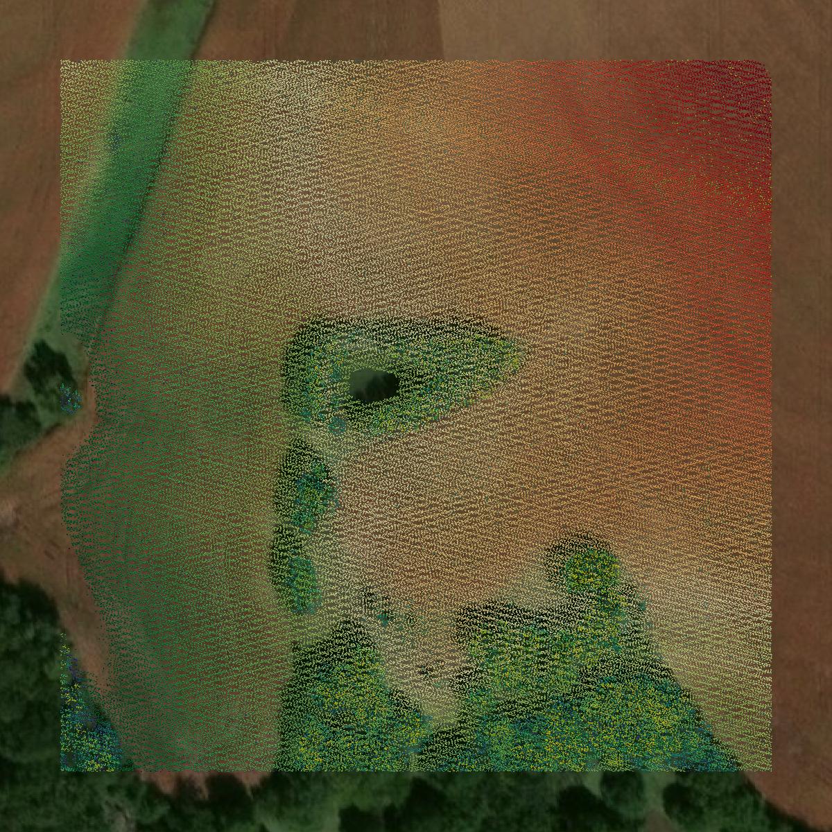 This image shows a LiDAR point cloud in Marshall County created using GIS data in Equator.