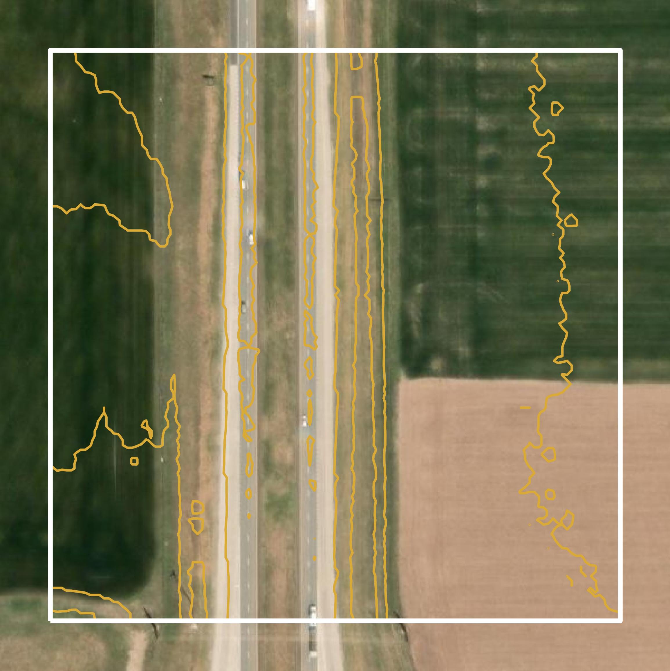 This image shows a contour map in McPherson County created using GIS data in Equator.