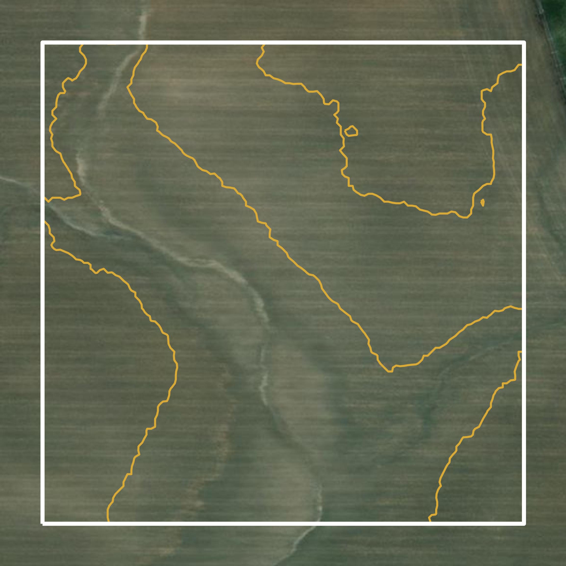 This image shows a contour map in McPherson County created using GIS data in Equator.