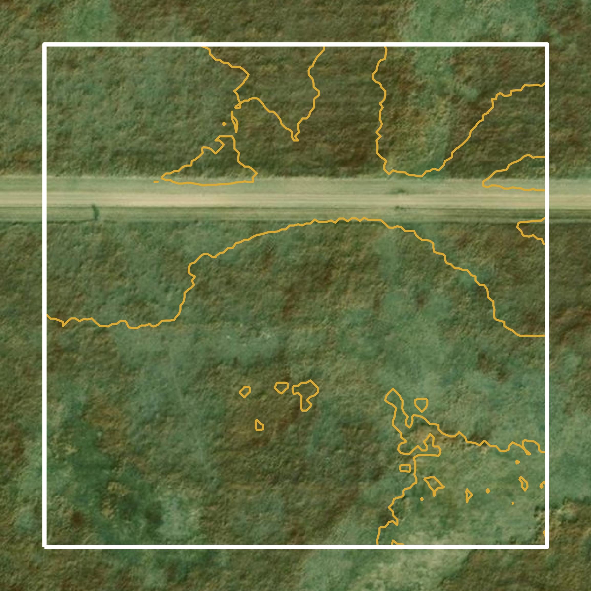 This image shows a contour map in Meade County created using GIS data in Equator.