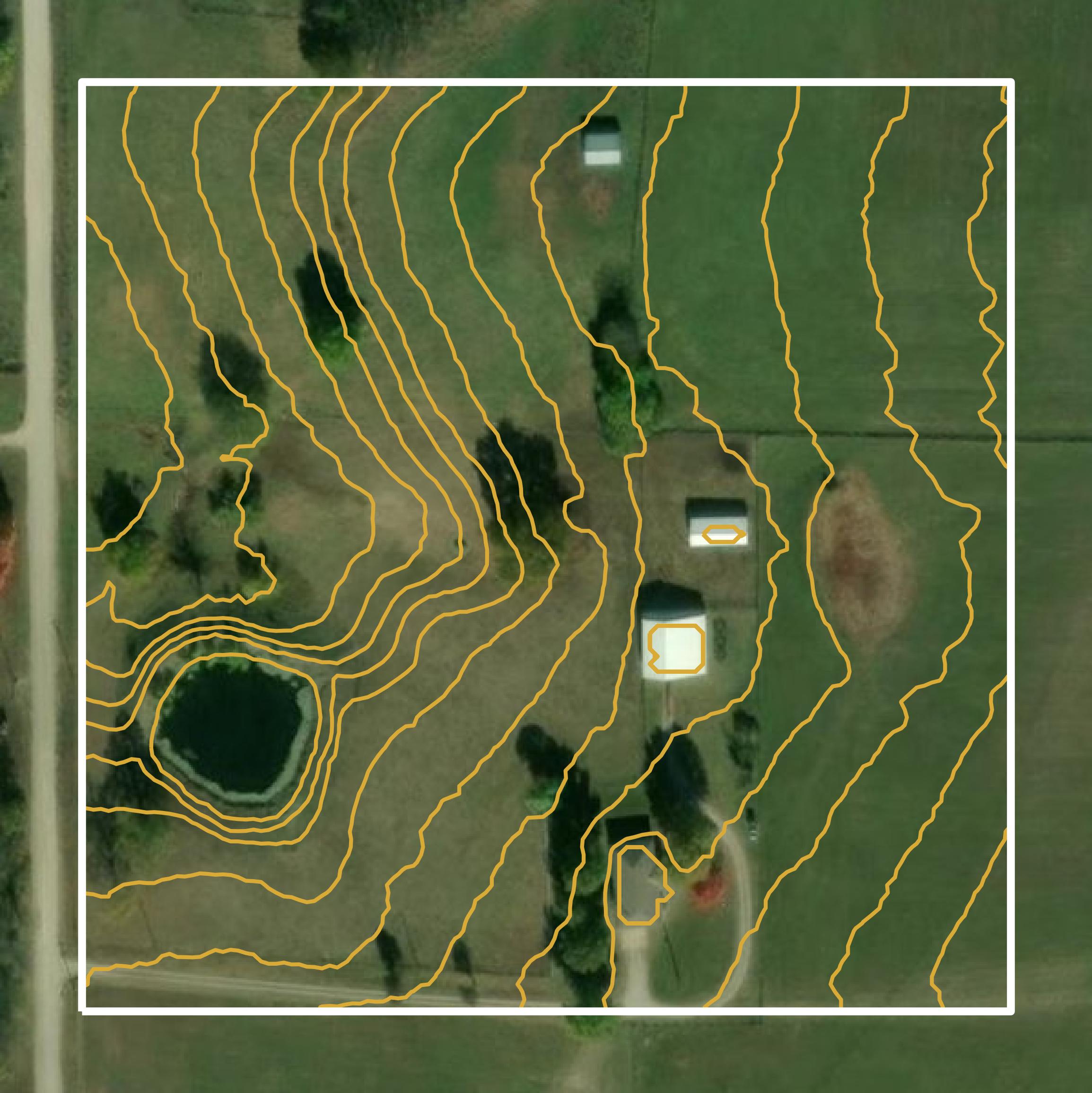 This image shows a contour map in Miami County created using GIS data in Equator.