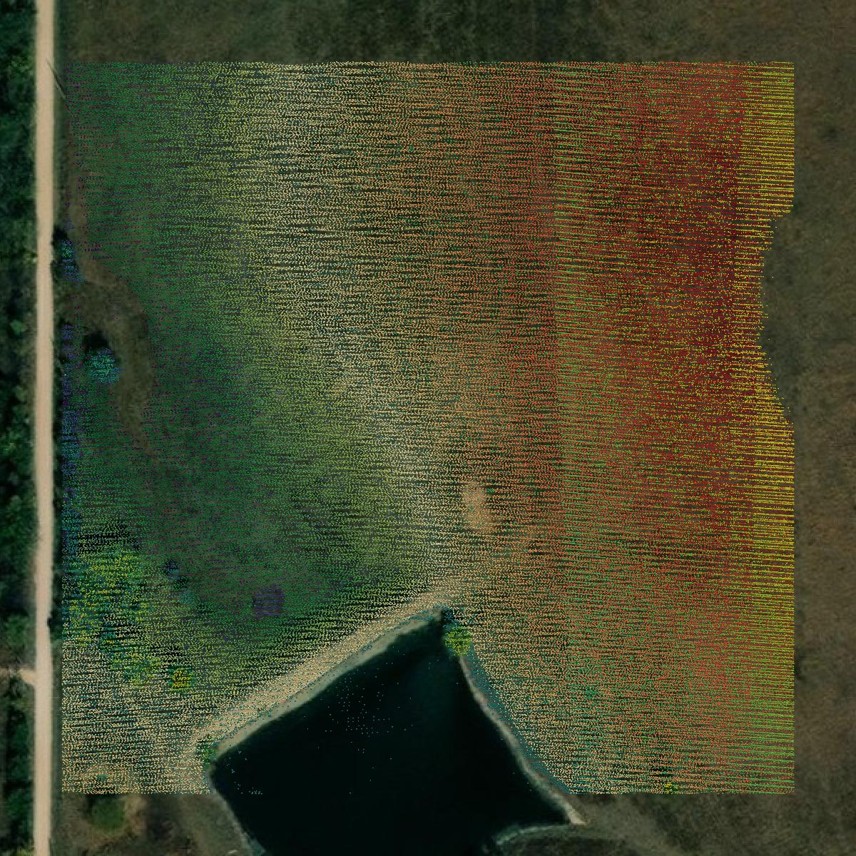 This image shows a LiDAR point cloud in Miami County created using GIS data in Equator.