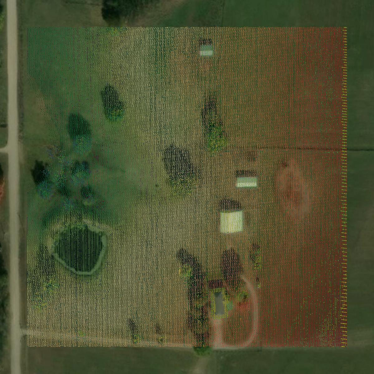 This image shows a LiDAR point cloud in Miami County created using GIS data in Equator.