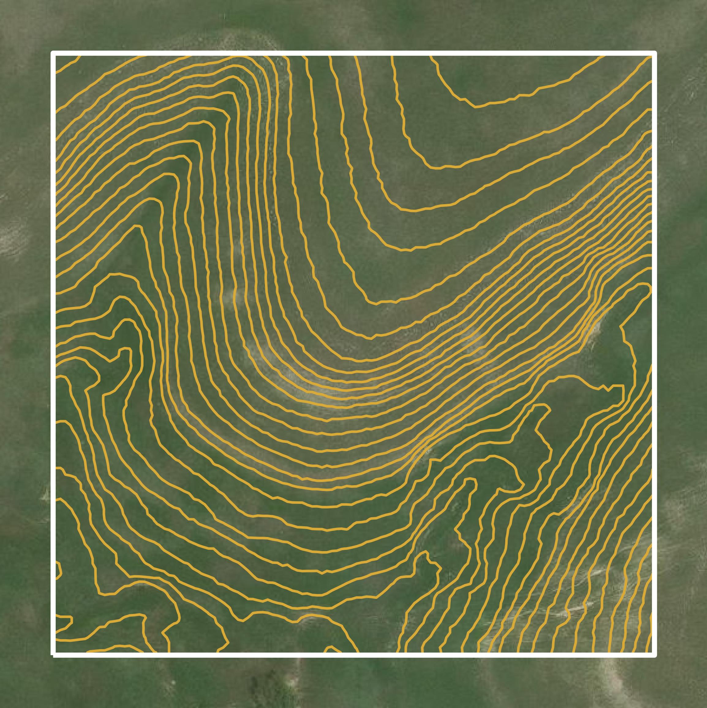 This image shows a contour map in Mitchell County created using GIS data in Equator.