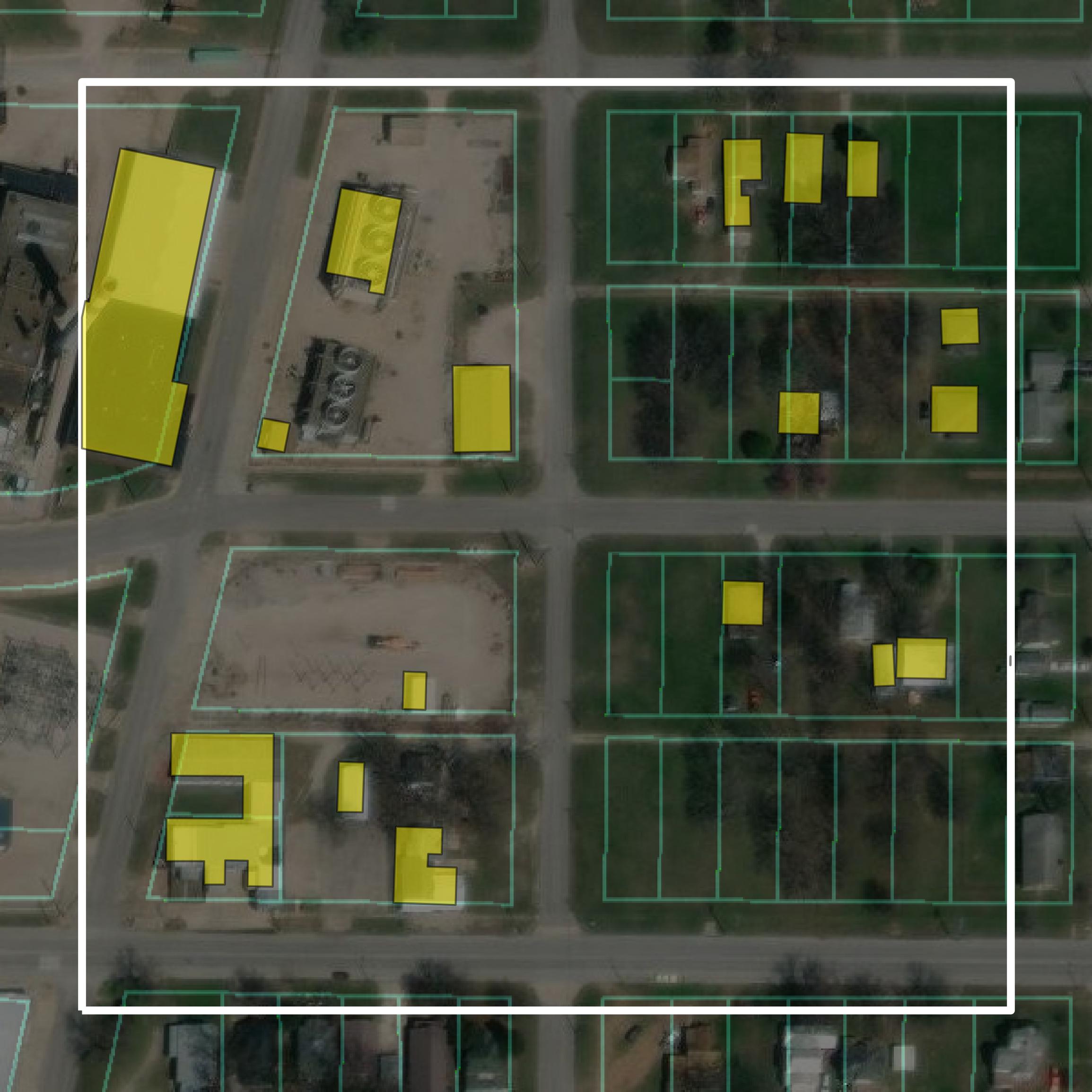 This image shows parcel and building data in Montgomery County created using GIS data in Equator.