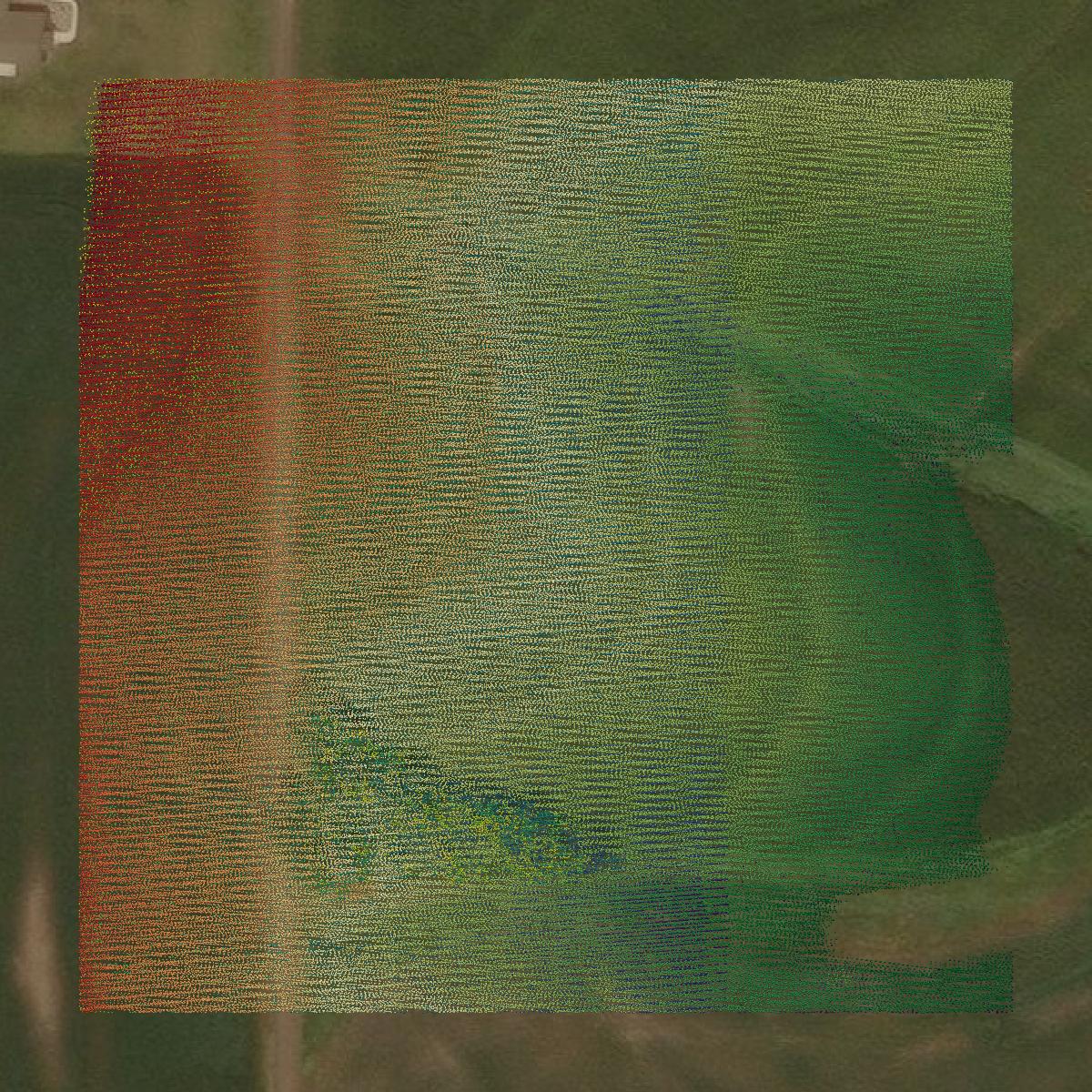 This image shows a LiDAR point cloud in Nemaha County created using GIS data in Equator.