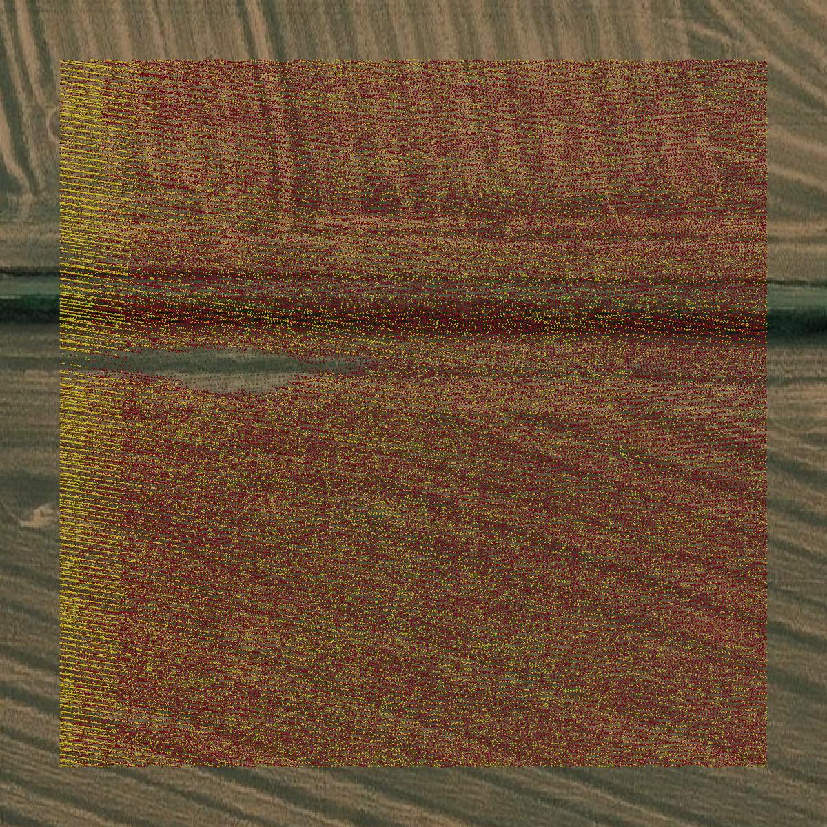 This image shows a LiDAR point cloud in Neosho County created using GIS data in Equator.