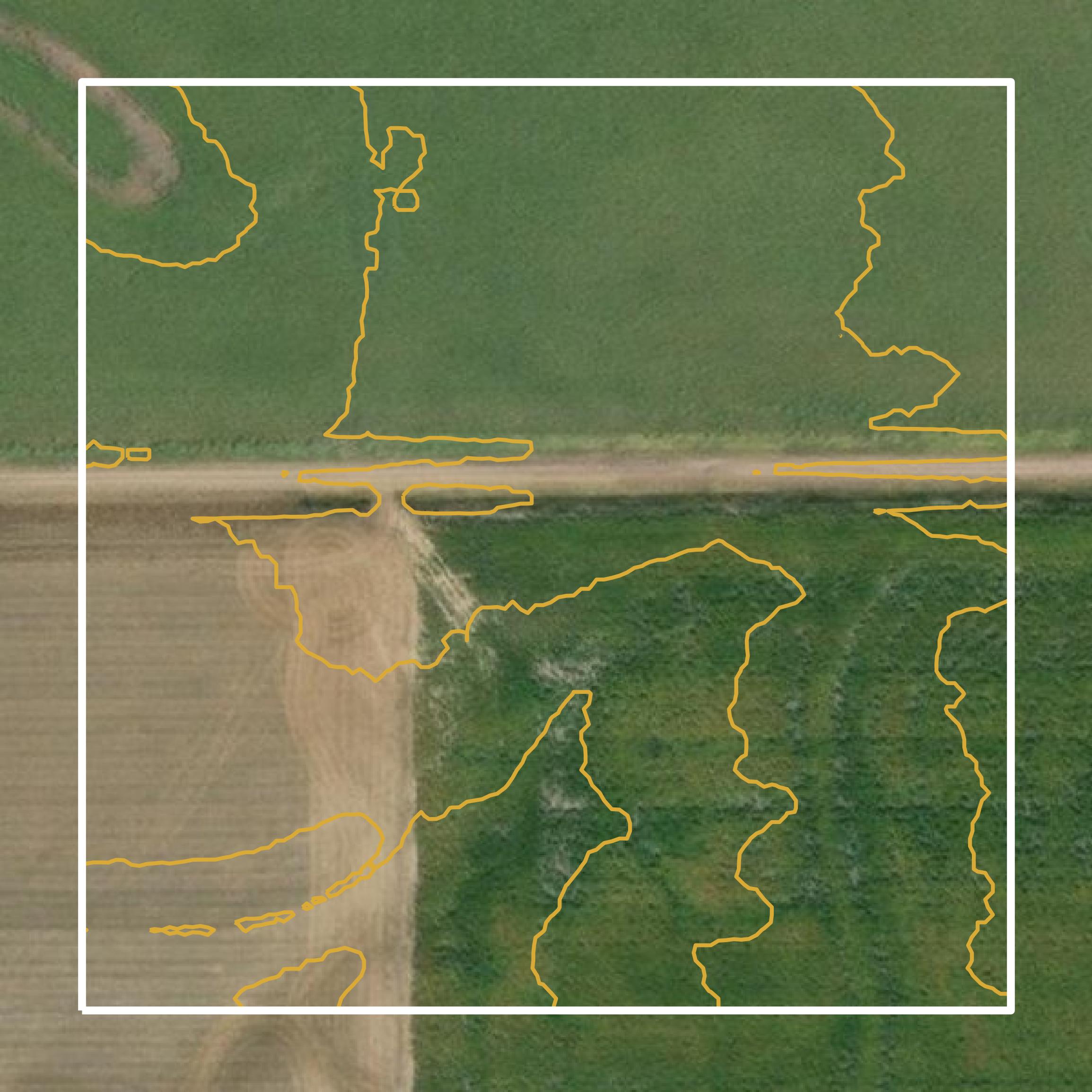 This image shows a contour map in Ness County created using GIS data in Equator.