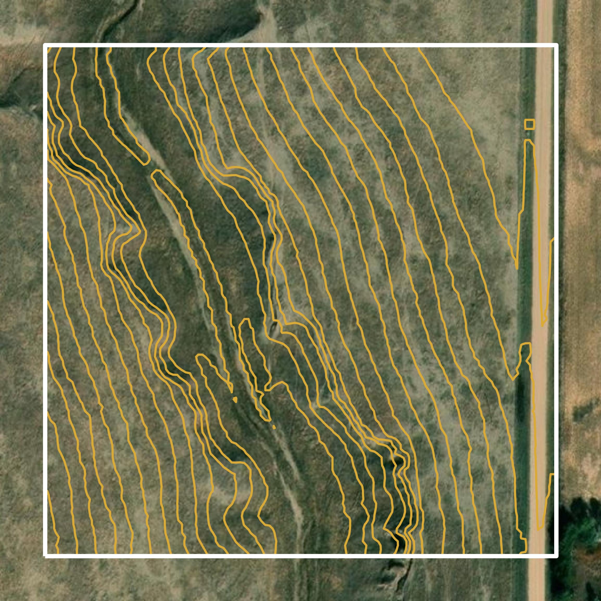 This image shows a contour map in Norton County created using GIS data in Equator.