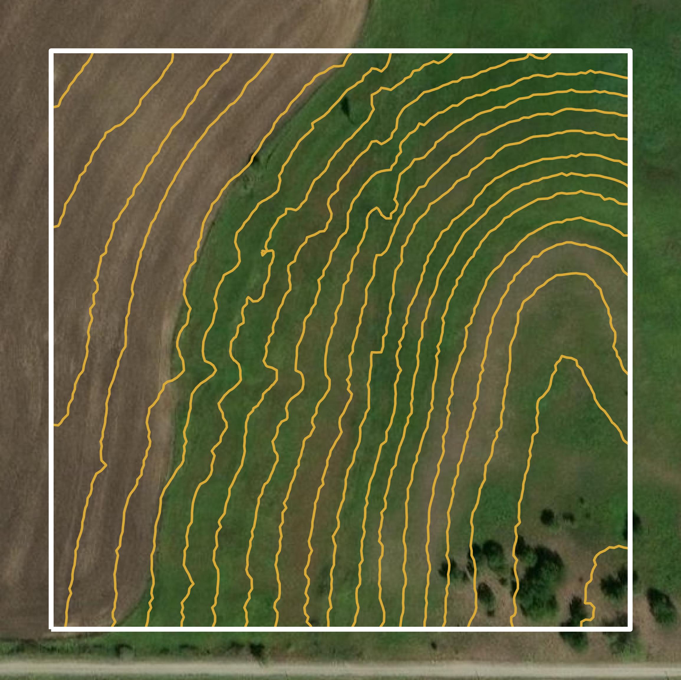 This image shows a contour map in Osage County created using GIS data in Equator.