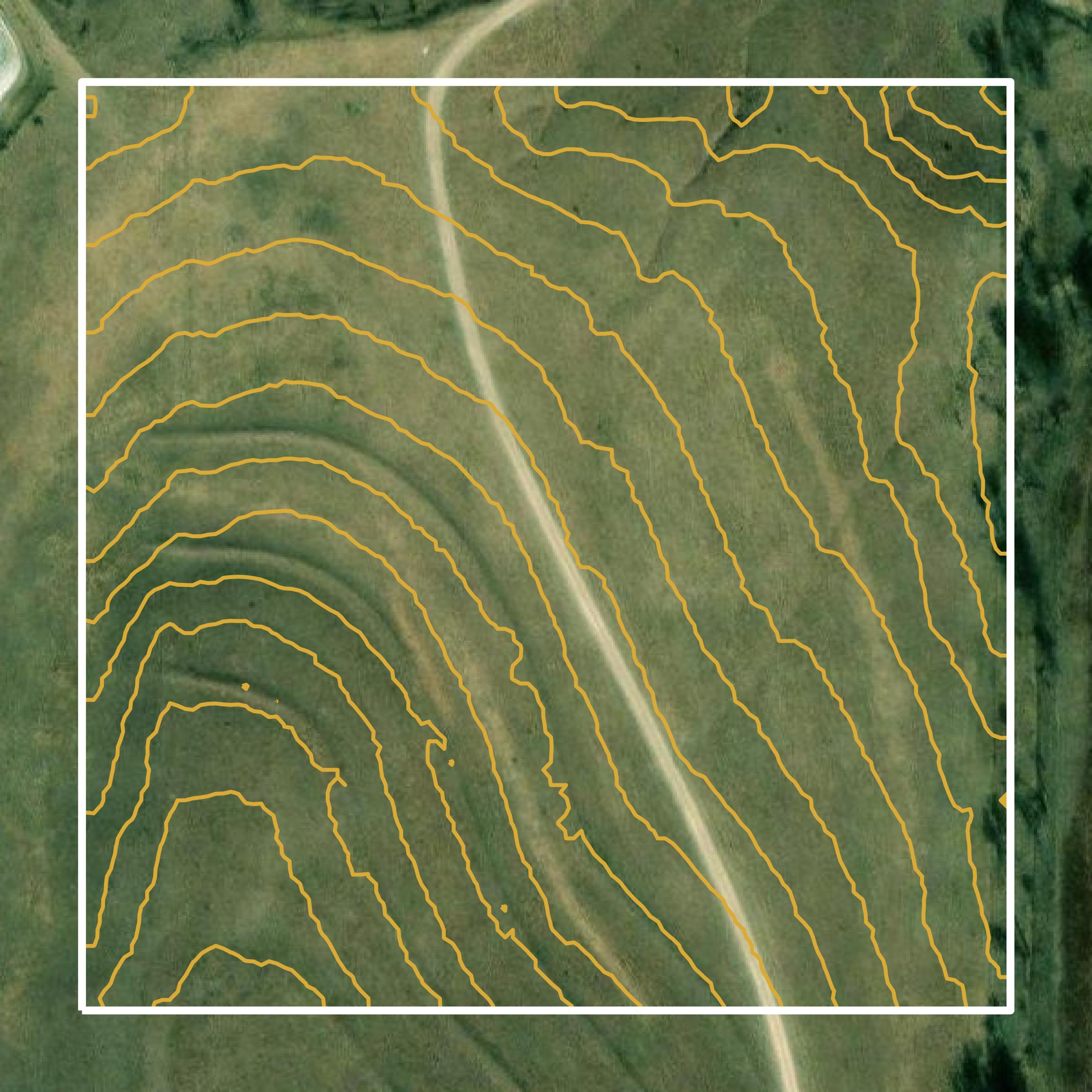 This image shows a contour map in Osborne County created using GIS data in Equator.
