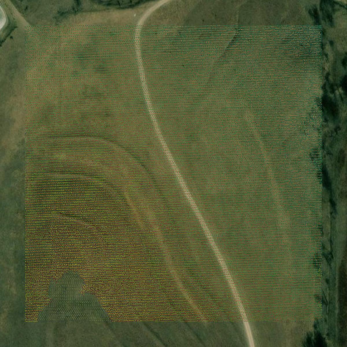 This image shows a LiDAR point cloud in Osborne County created using GIS data in Equator.