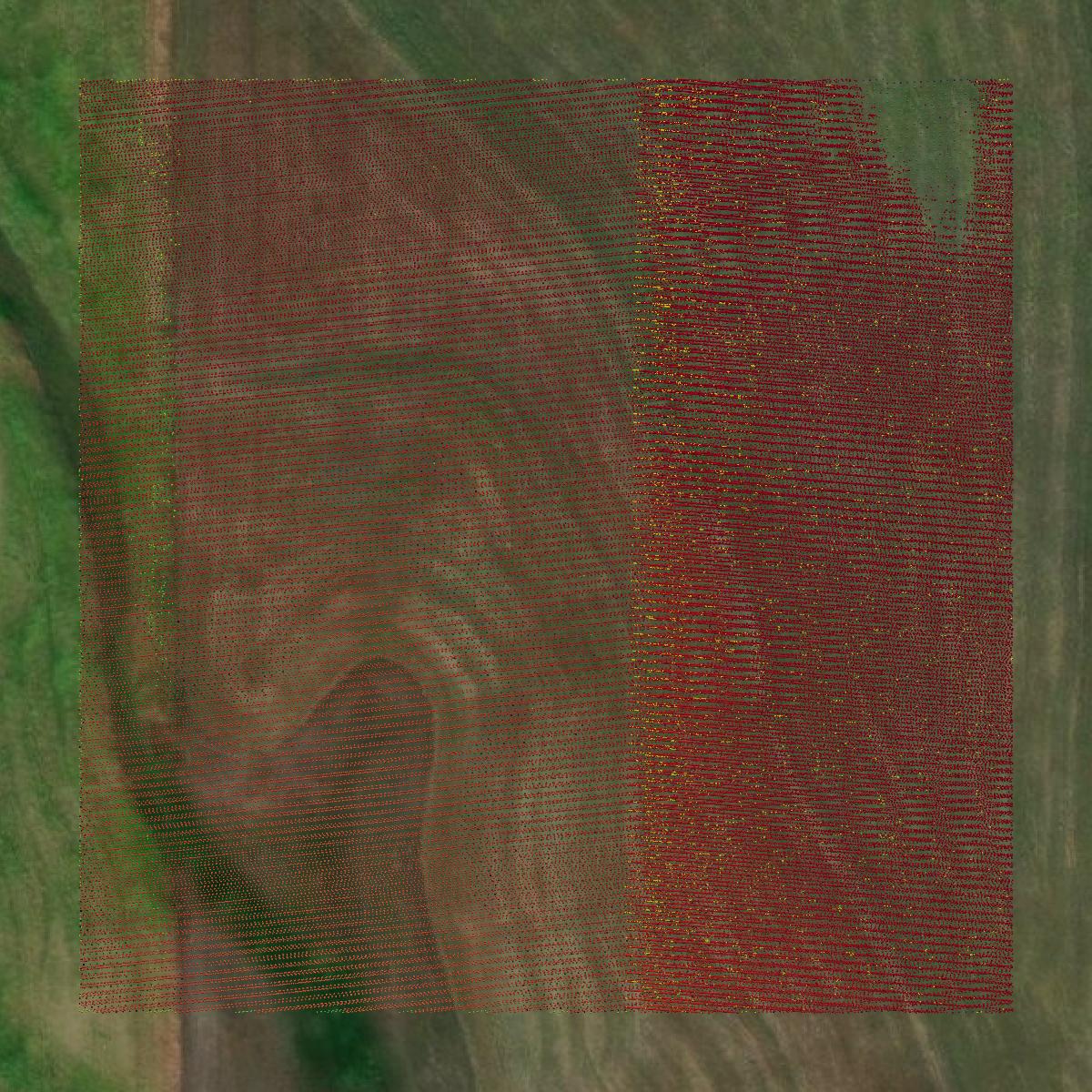 This image shows a LiDAR point cloud in Osborne County created using GIS data in Equator.