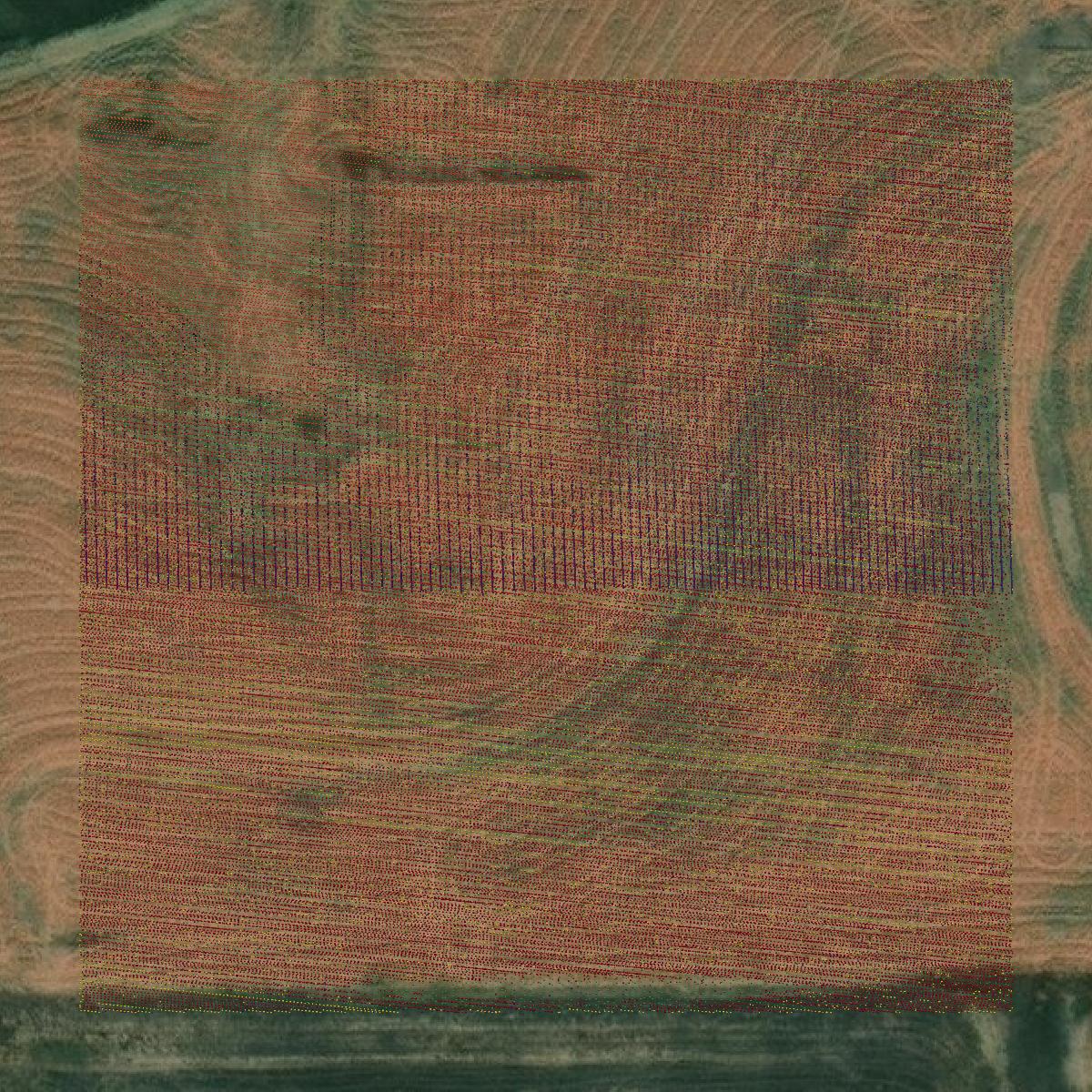 This image shows a LiDAR point cloud in Pawnee County created using GIS data in Equator.