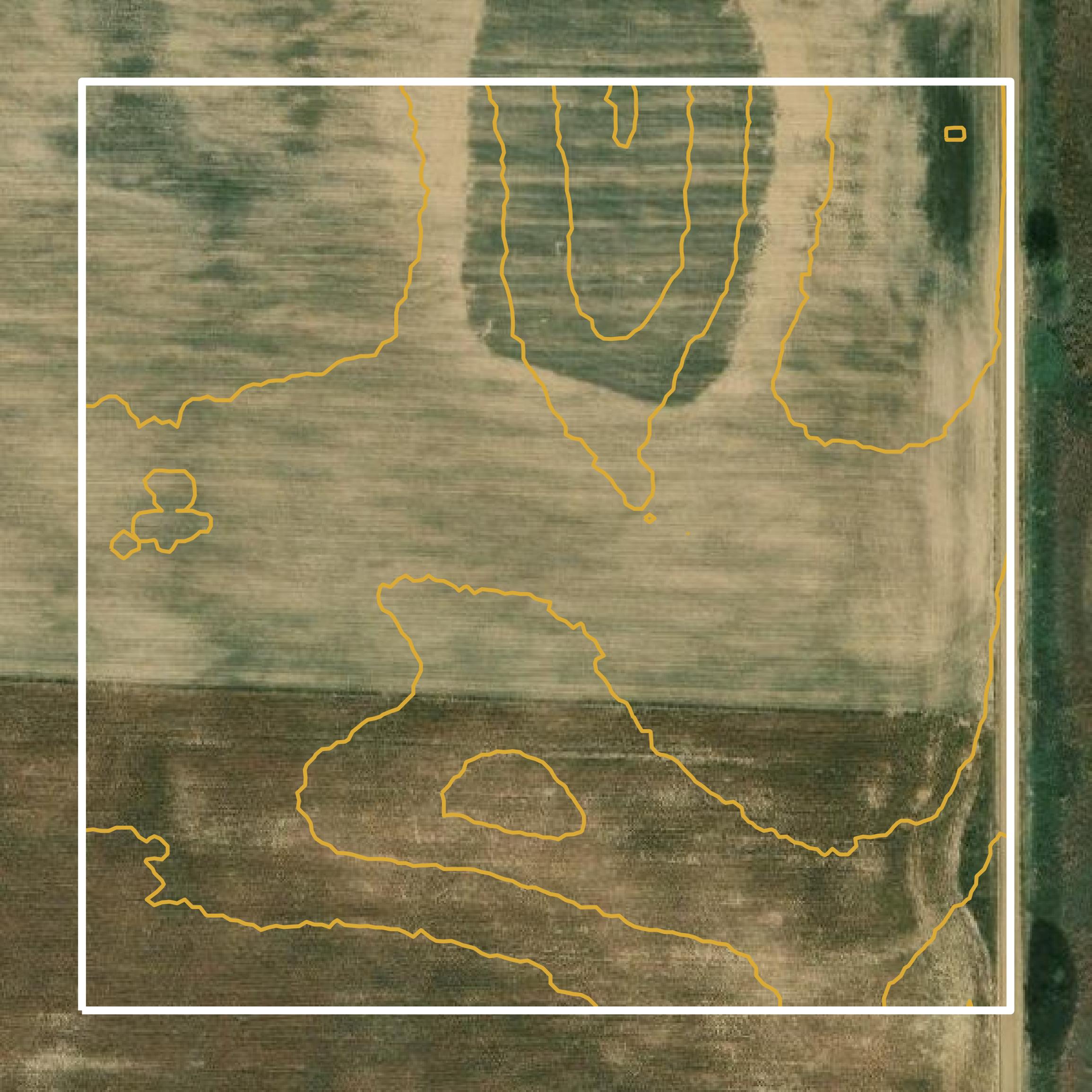 This image shows a contour map in Pratt County created using GIS data in Equator.