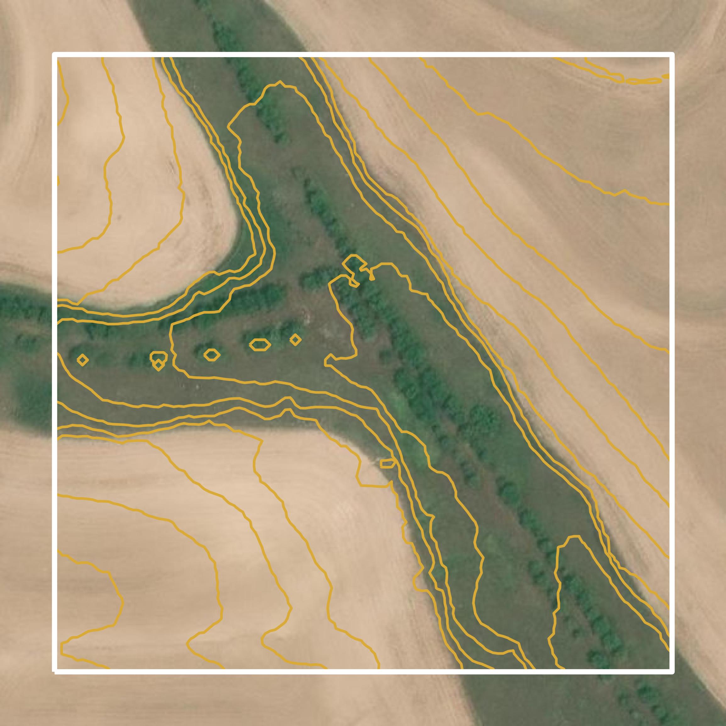 This image shows a contour map in Rawlins County created using GIS data in Equator.