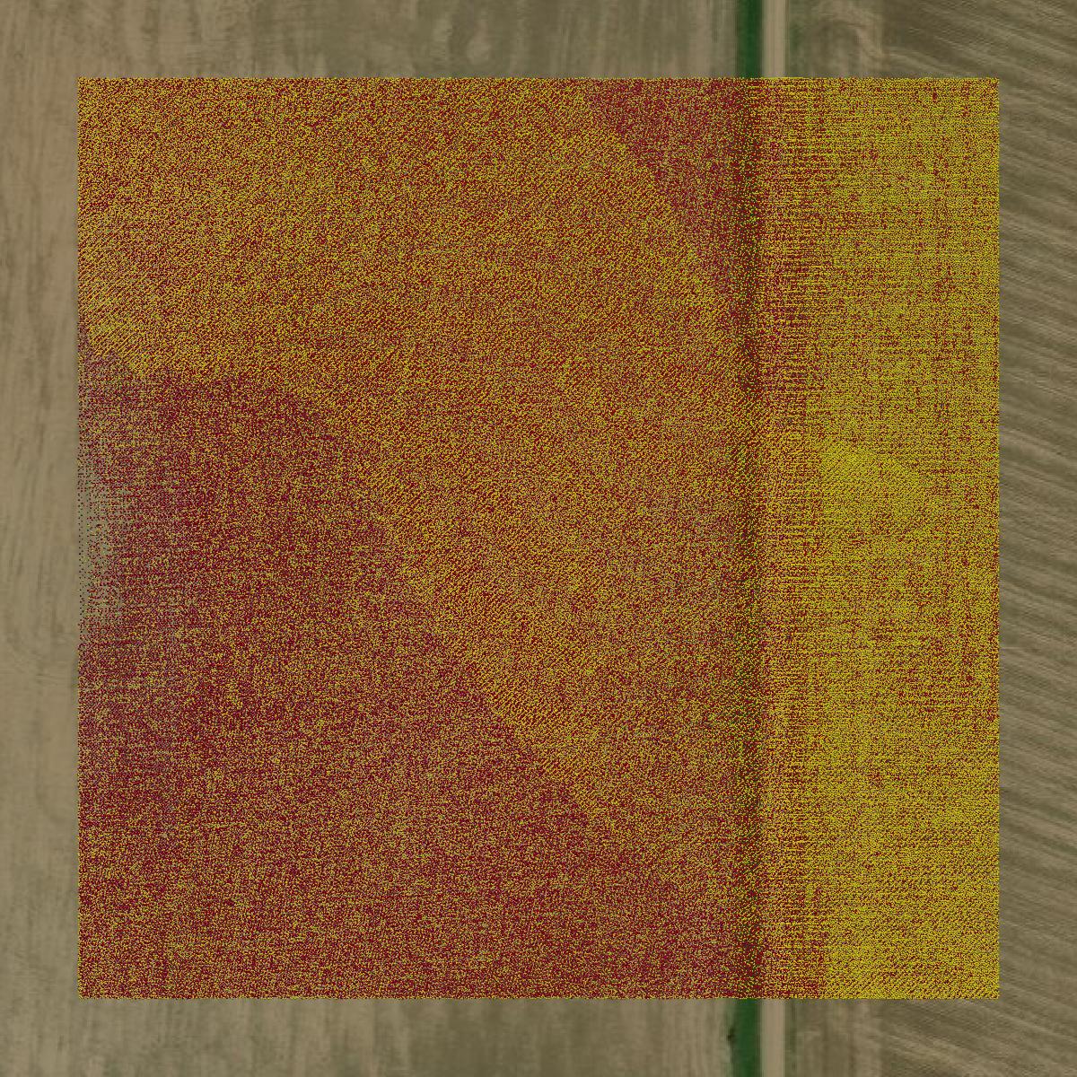 This image shows a LiDAR point cloud in Reno County created using GIS data in Equator.