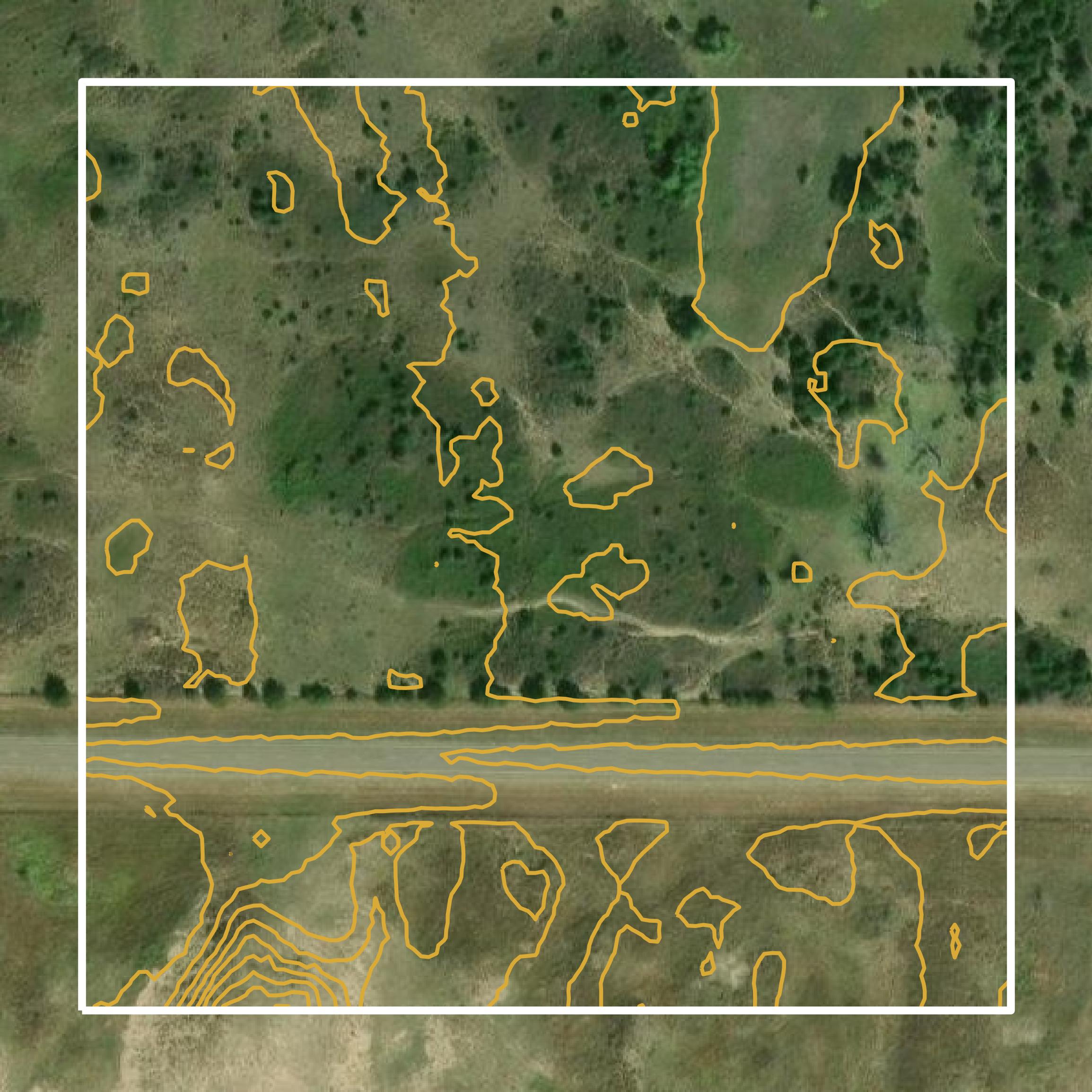 This image shows a contour map in Rice County created using GIS data in Equator.