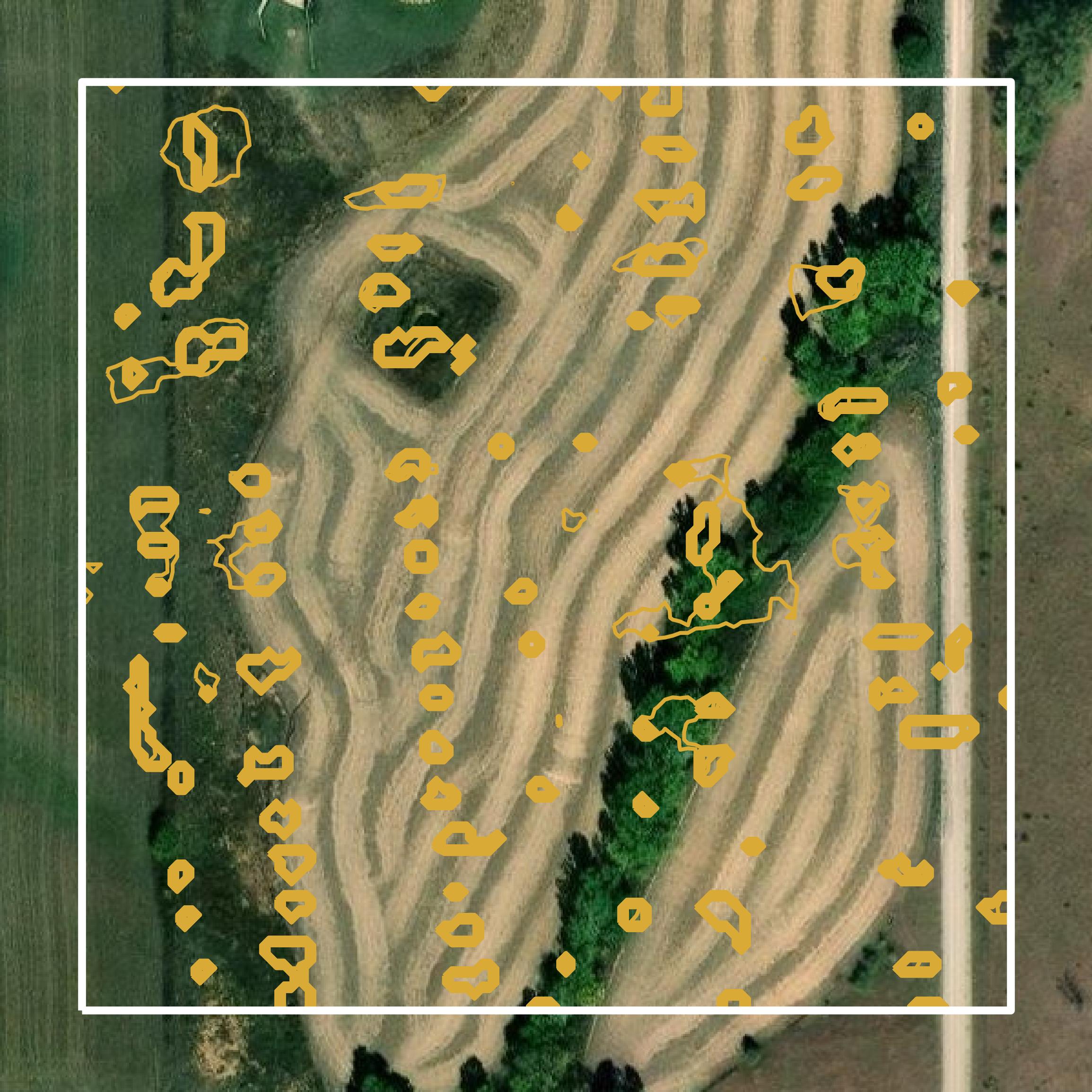 This image shows a contour map in Riley County created using GIS data in Equator.