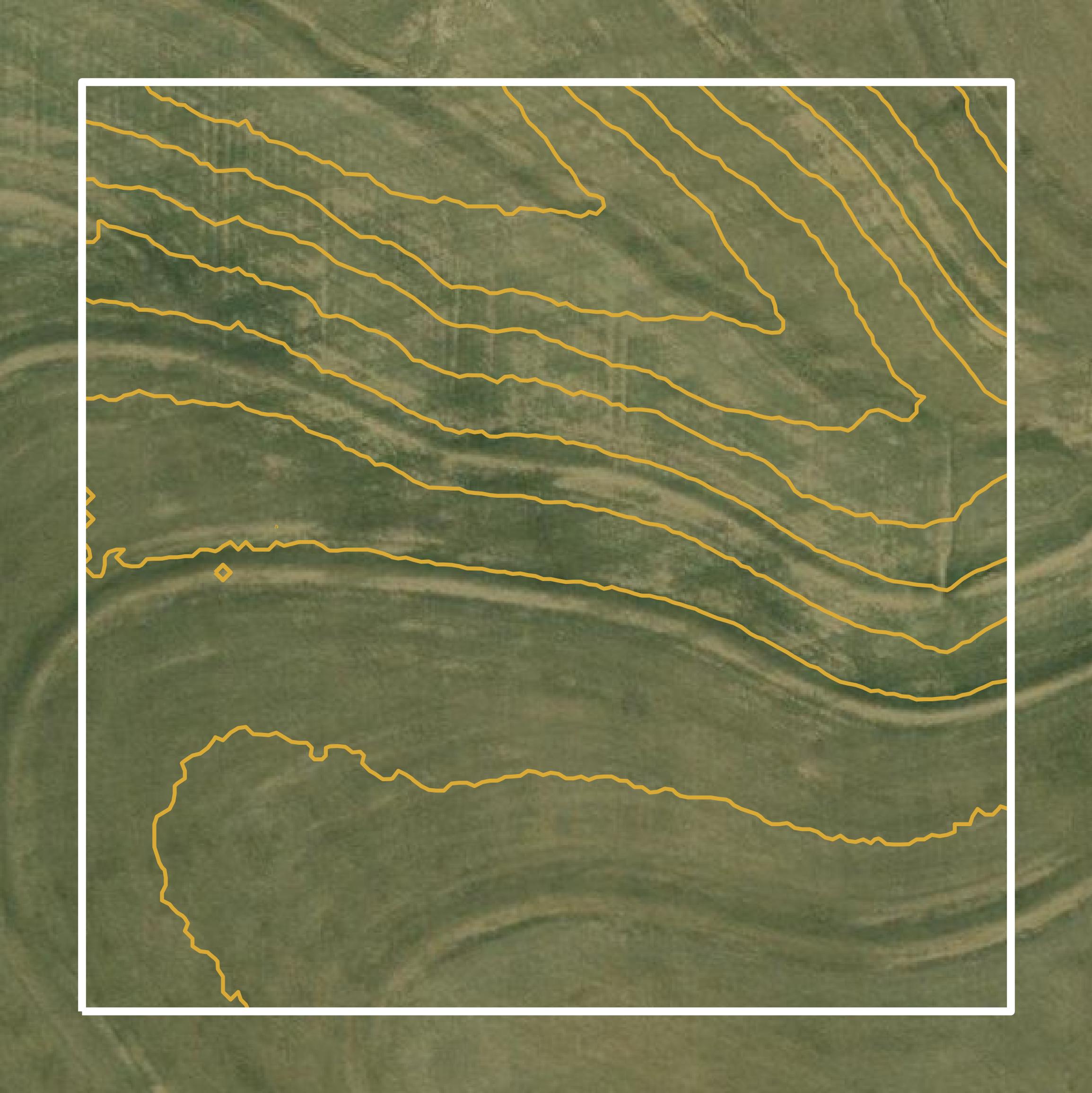 This image shows a contour map in Rooks County created using GIS data in Equator.